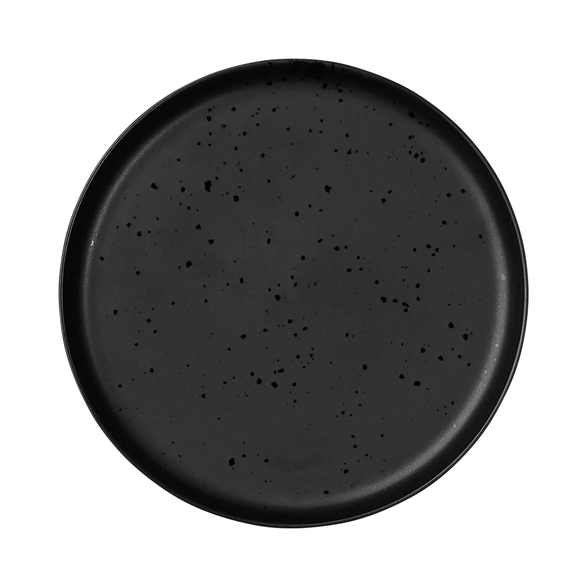 Draufsicht auf Brotteller der Serie Coppa, Farbe Schwarz matt; Rand und Innenfläche sind erkennbar.