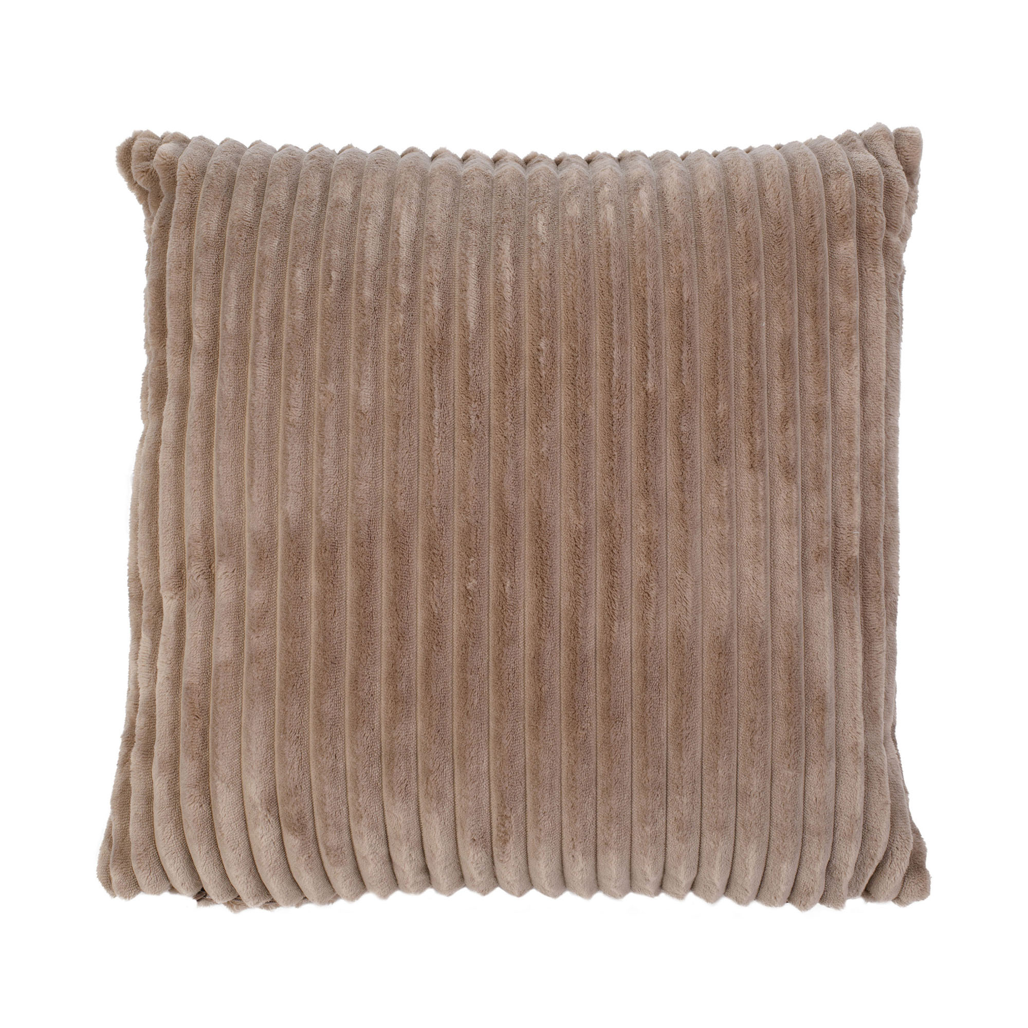 Quadratisches Komplettkissen Modell Cord in Taupe, ca. 50 × 50 cm.