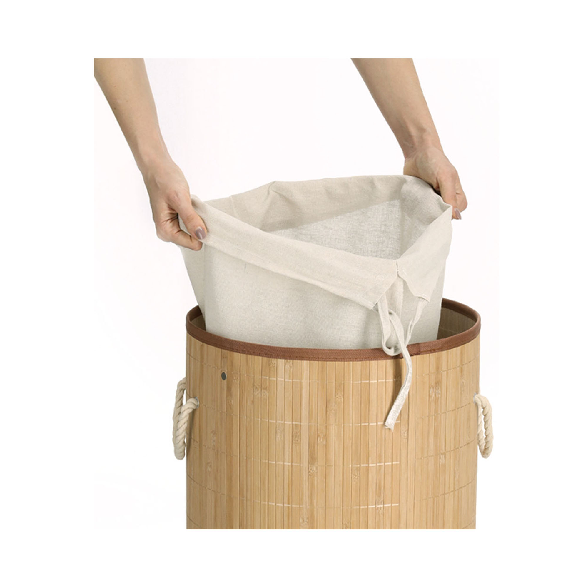 Alternative Produktansicht: Zeller Wäschesammler; Farbe natur; Material Bambus; Maße ca. D 35 × 60 cm.