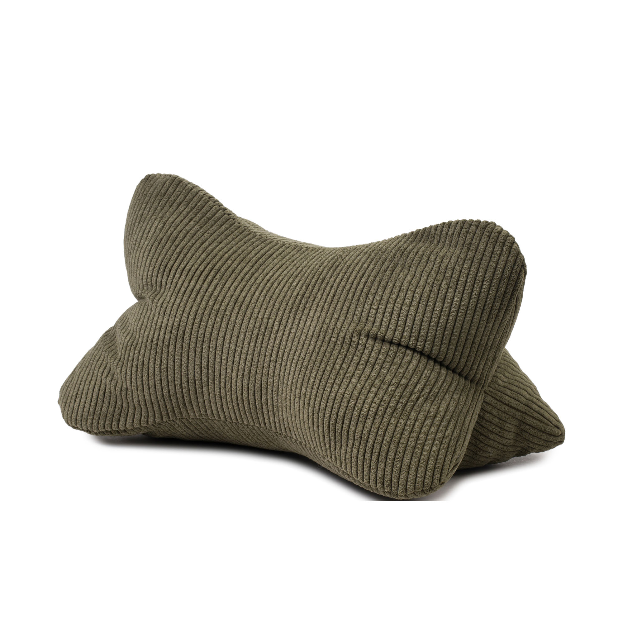 Geschwungen geformtes Lesekissen Modell Capri in Dunkelgrün, ca. 40 × 25 cm.