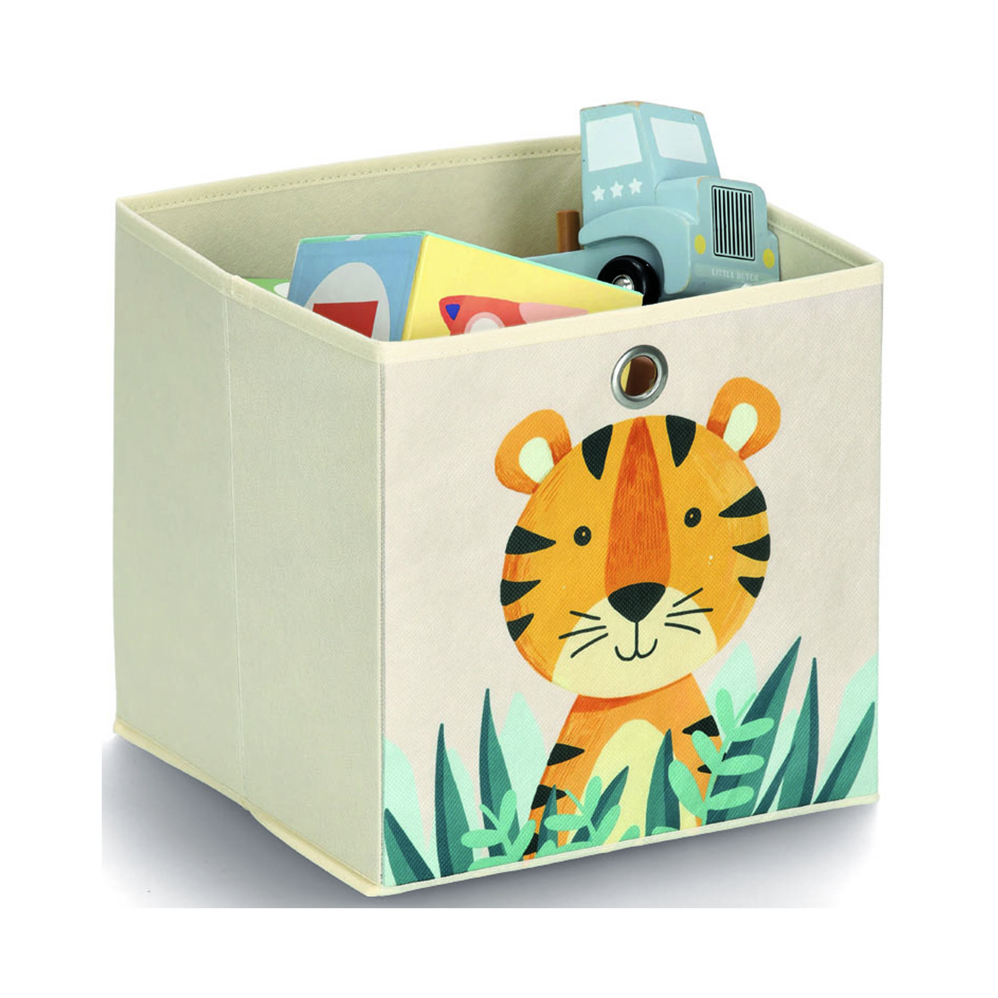 Zusätzliche Ansicht: Zeller Aufbewahrungsbox "Tiger"; Farbe beige; Material Vlies; Maße ca. 28 × 28 × 28 cm.