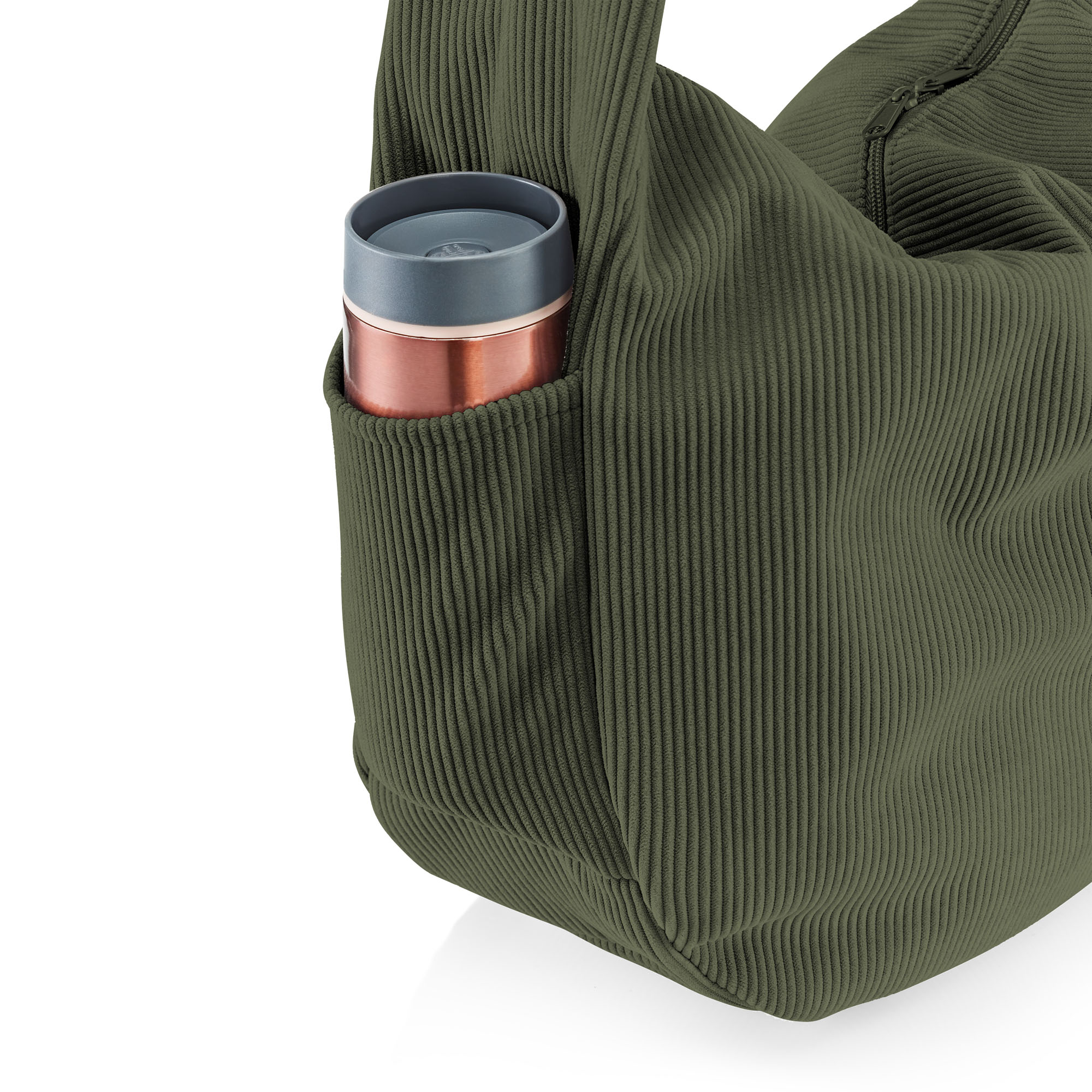 Olivgrüne Reisenthel Schultertasche mit praktischem Außenfach für Trinkflaschen