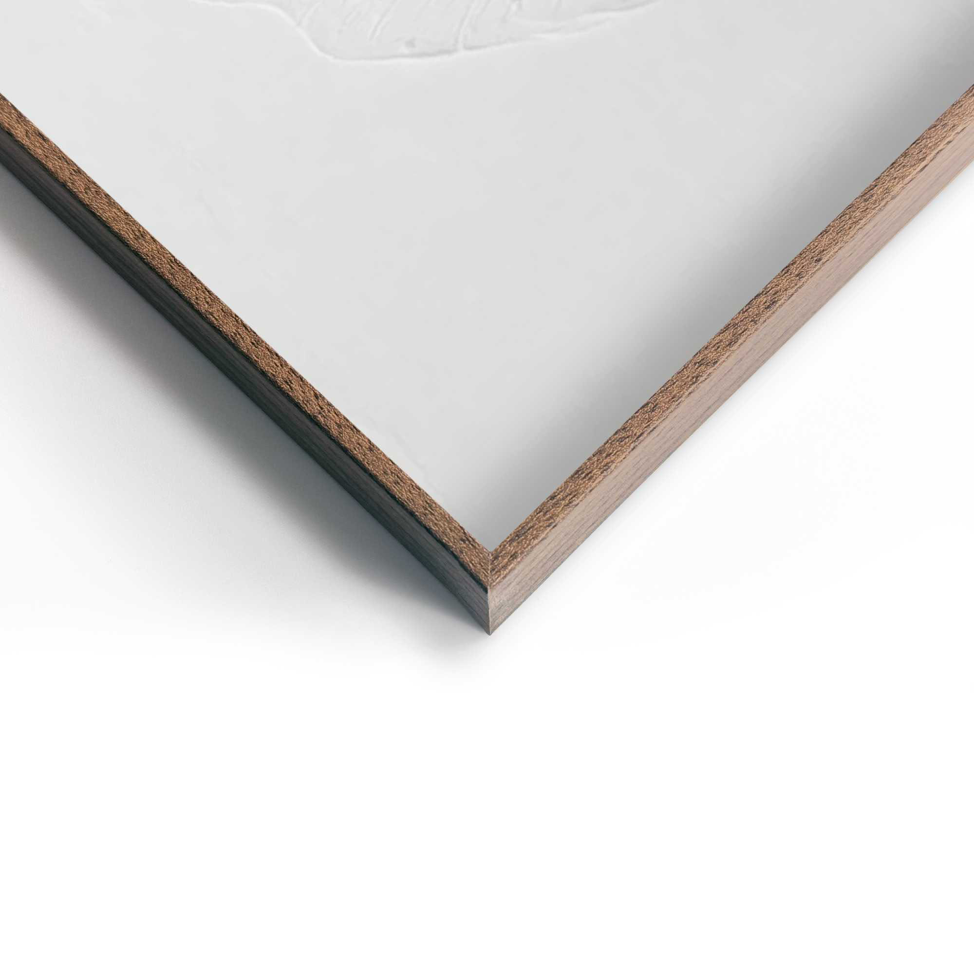 Detailaufnahme einer Ecke des Wandbilds „Gingko“, 30 × 40 cm; Oberfläche, Kante und Materialstärke sind sichtbar.