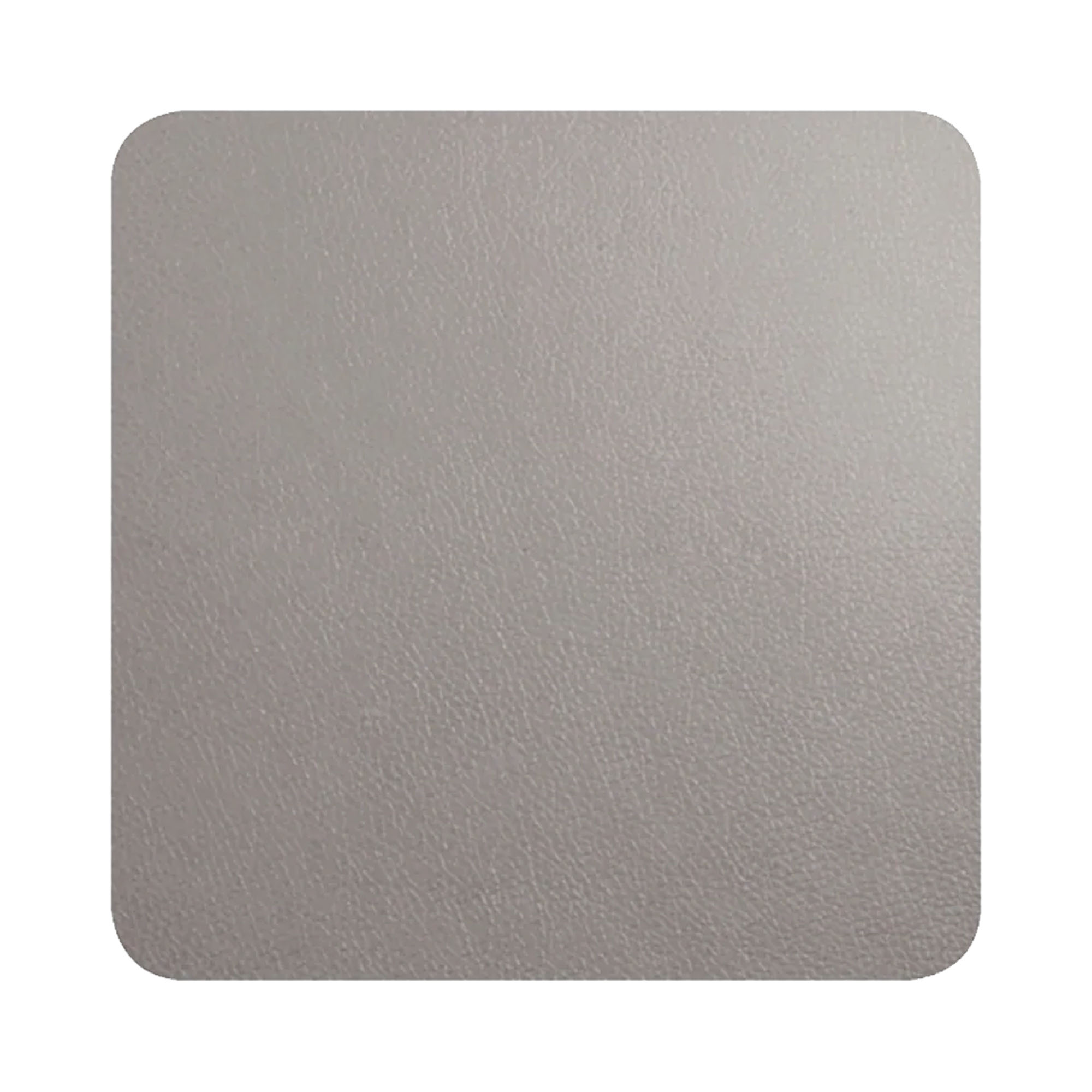 4er Set Untersetzer der Serie Leather Optic, Farbe Grau matt; flache Produktansicht mit sichtbarer Oberflächenstruktur.