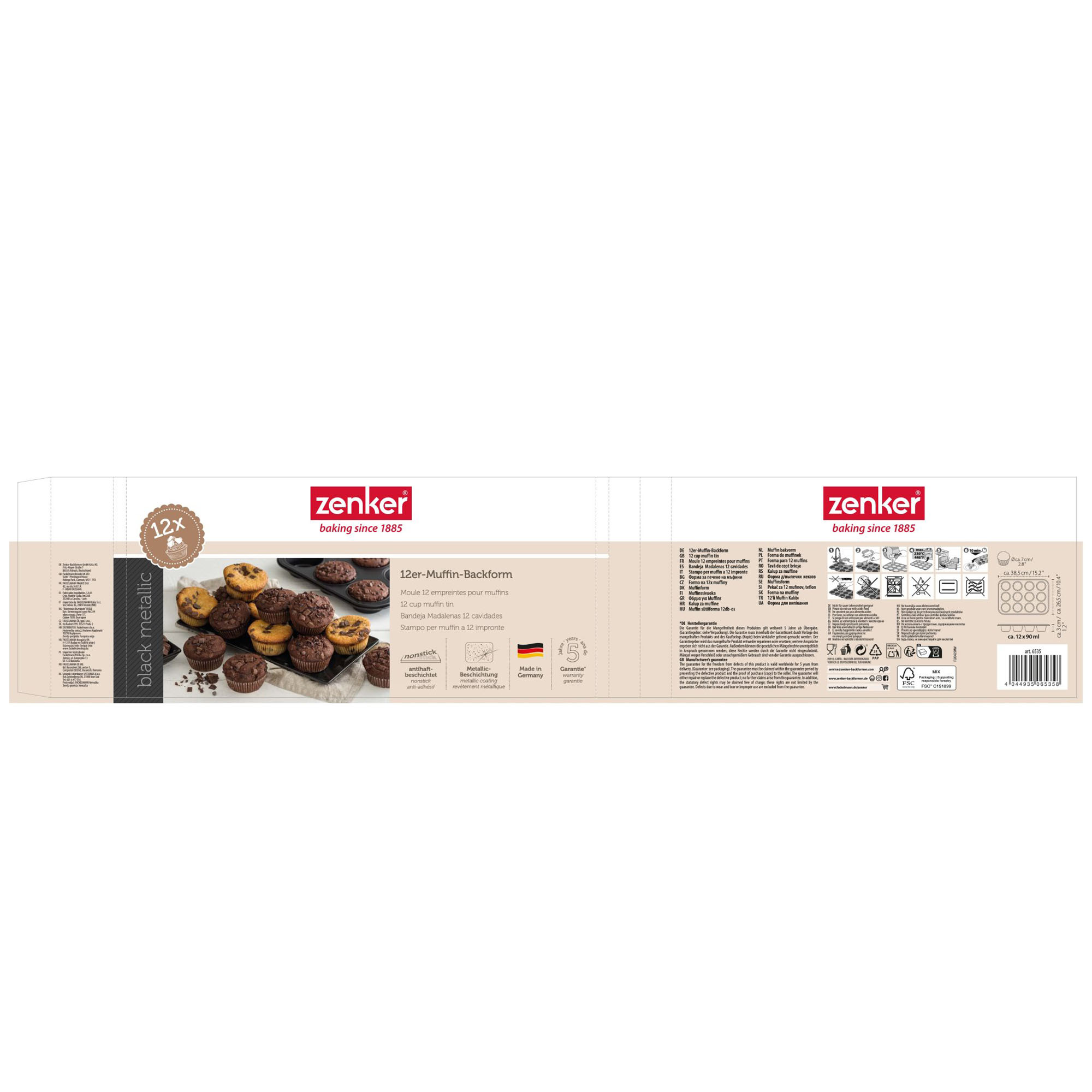 Ausgebreitete Verpackung der 12er Muffinbackform