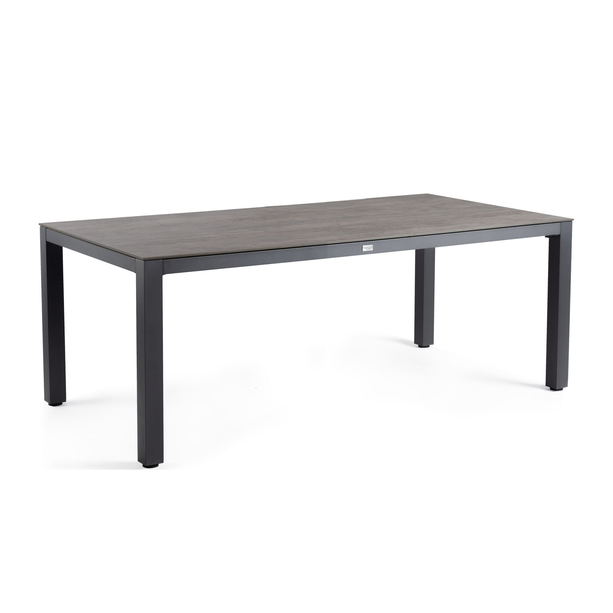 Gartentisch mit Gestell in Charcoal-Farbe und Tischplatte in Forest-Optik