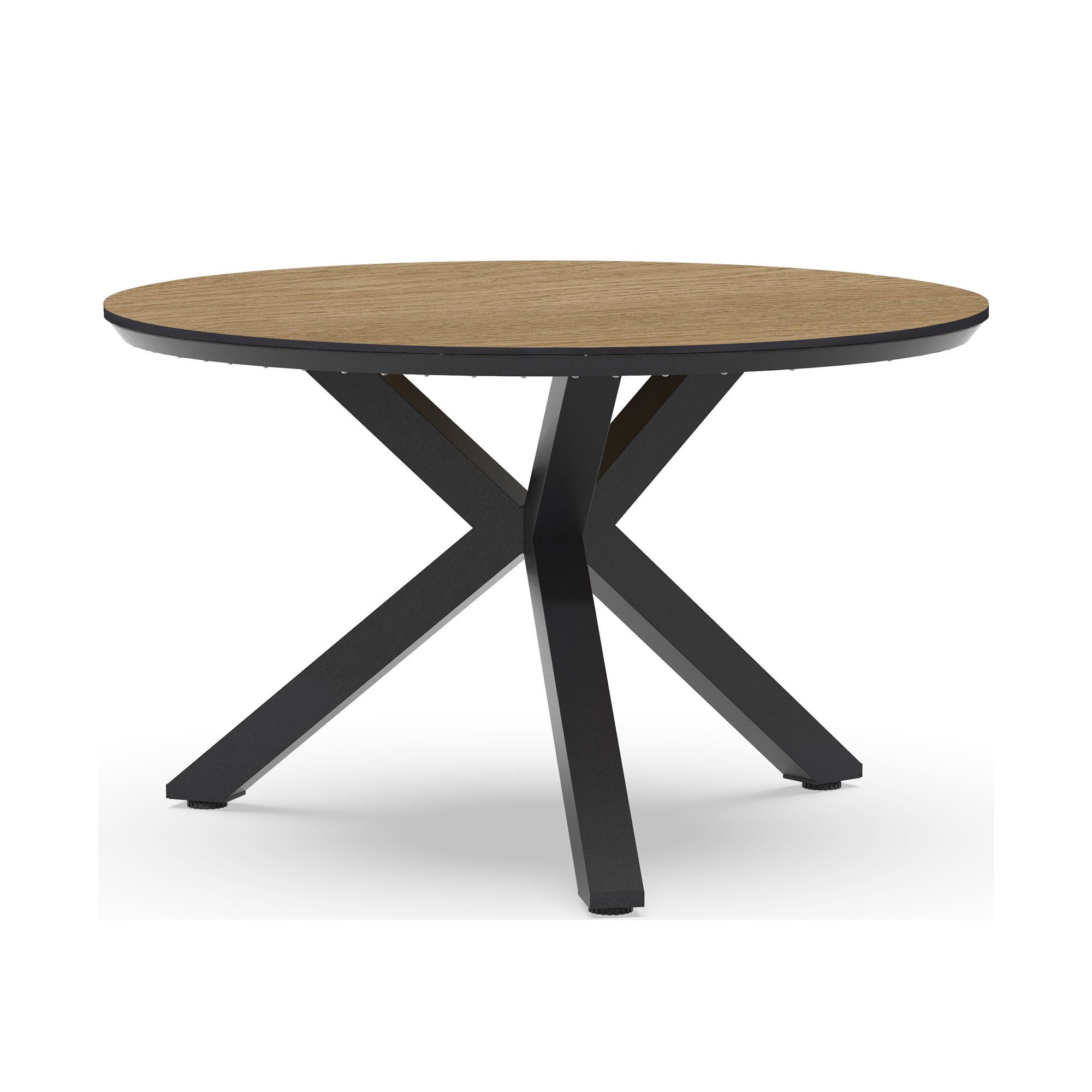 Runder Dining Table mit Gestell in Charcoal-Farbe und Tischplatte in Bergamo-Optik