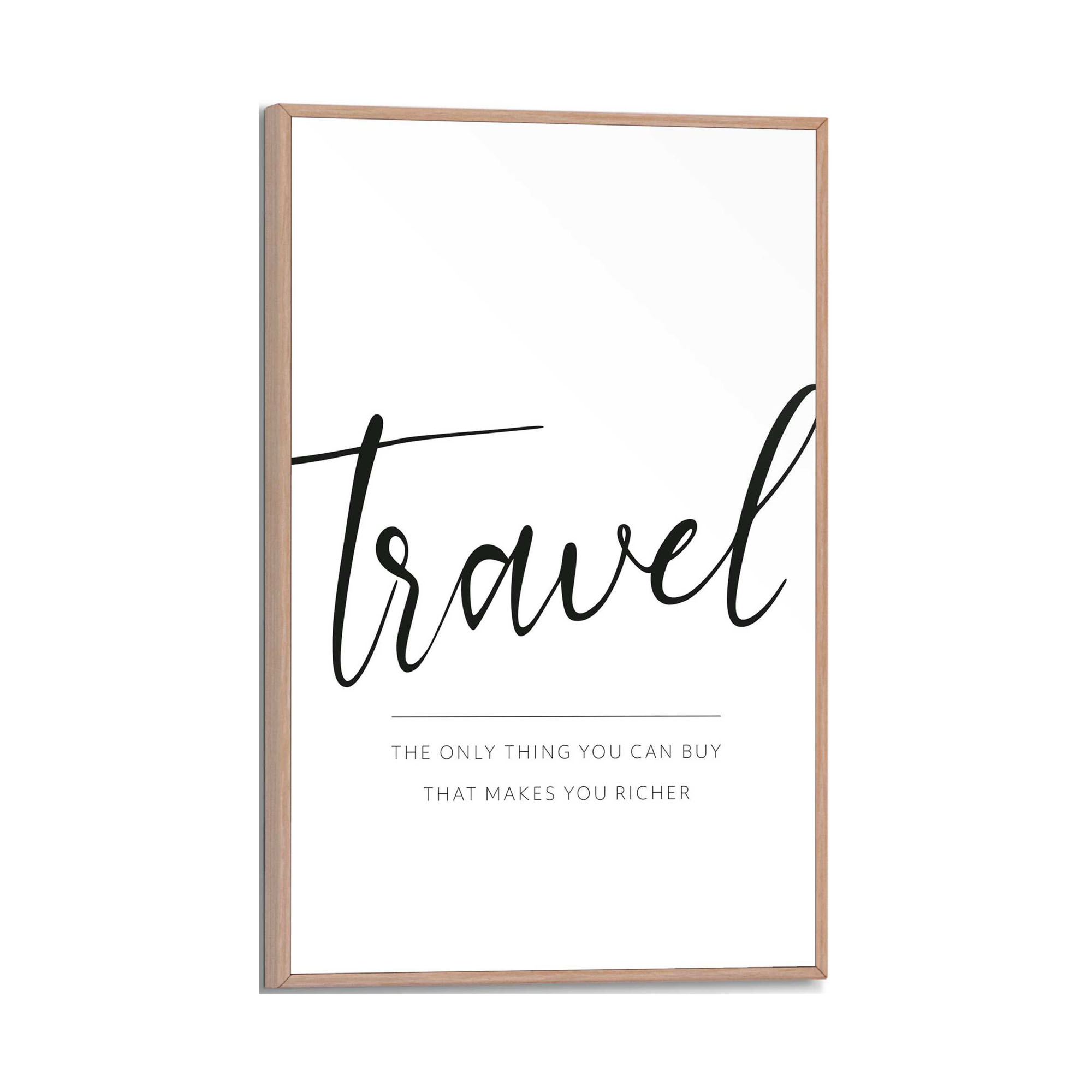 Frontansicht des Wandbilds „Travel“ in Schwarz-Weiß, Größe 20 × 30 cm; das vollständige Motiv ist zu sehen.