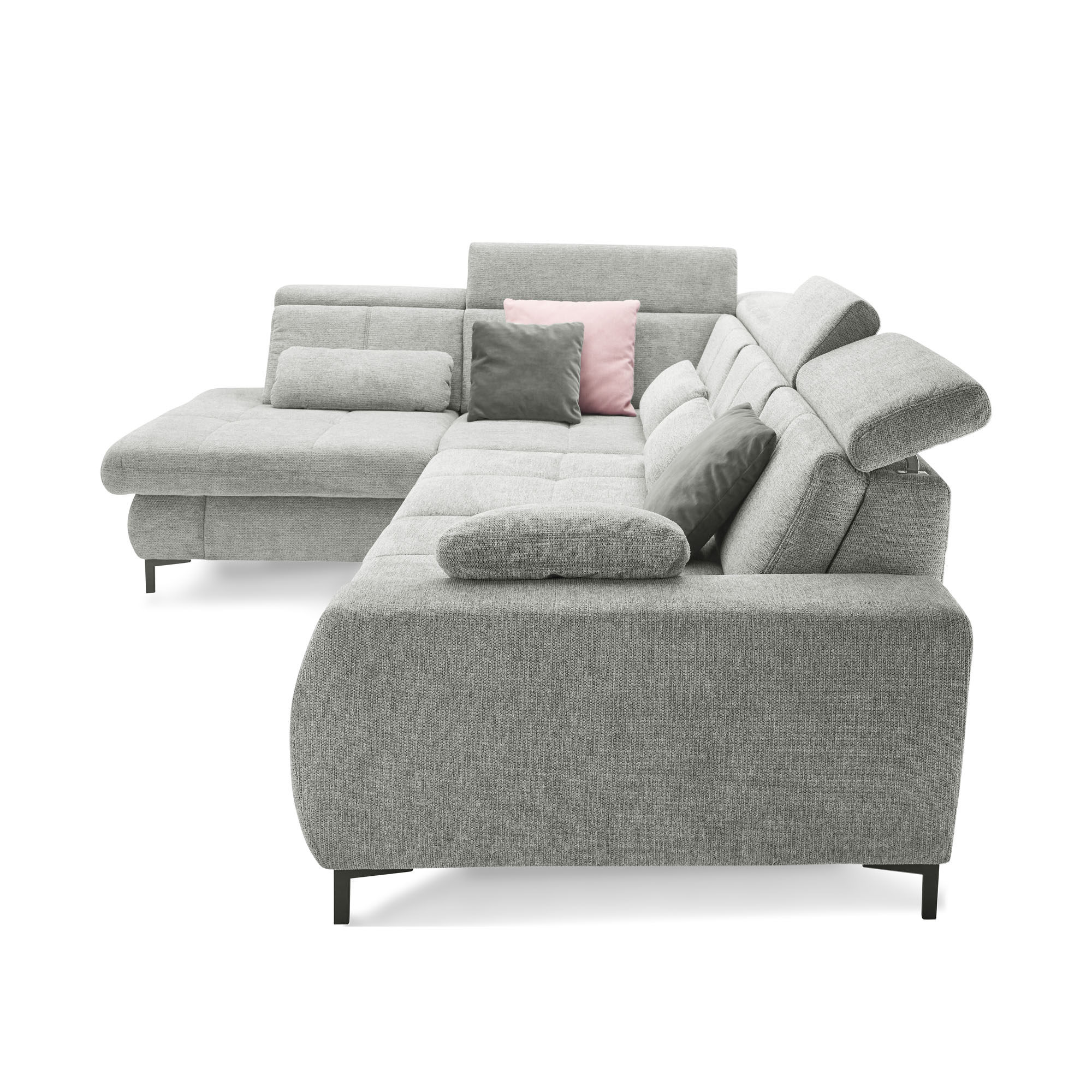 Seitenansicht des Ecksofas Musterring SO 3400 mit Longchair, verstellbarer Kopfstütze und gepolsterter Armlehne