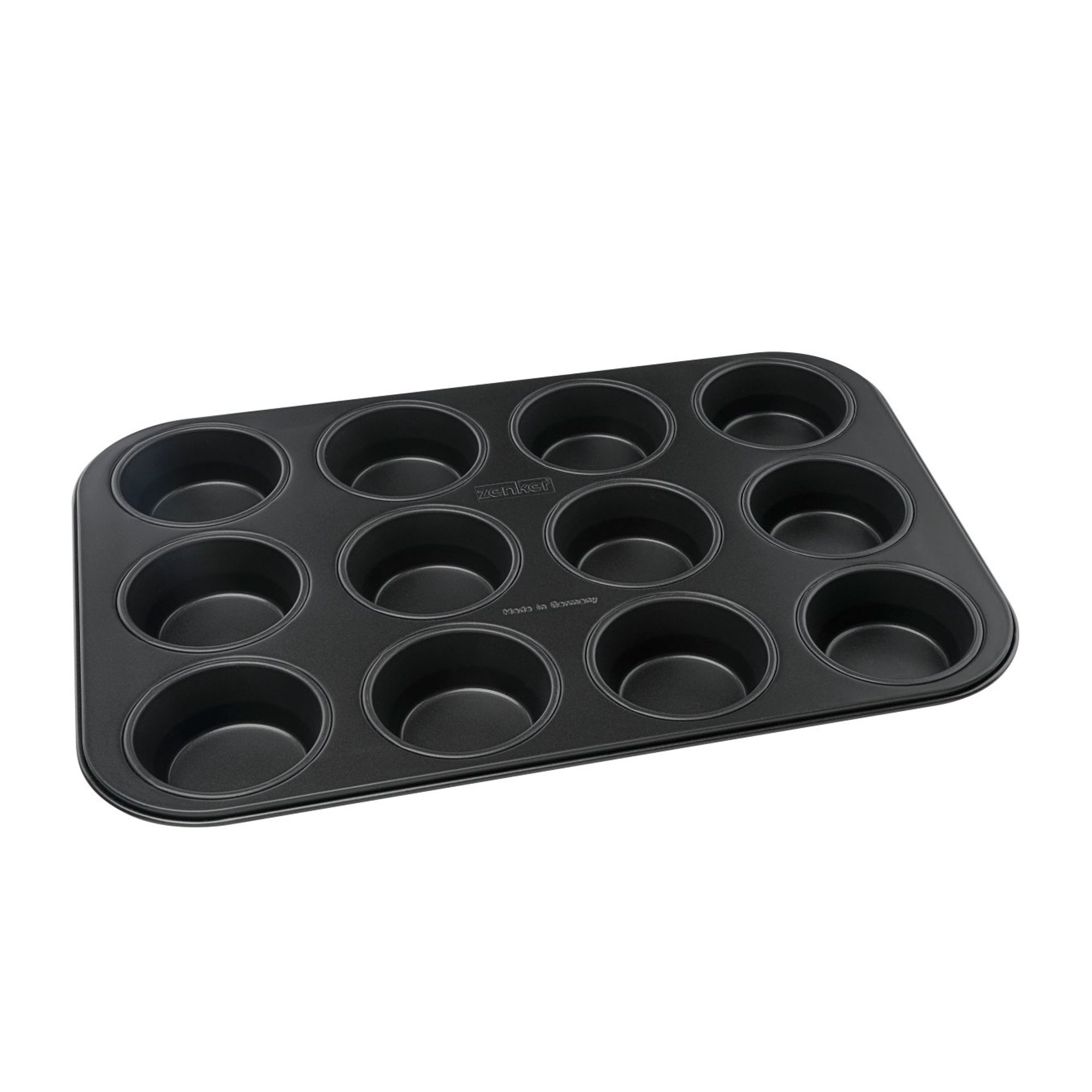 Muffinbackform mit 12 Mulden aus schwarzem Metall