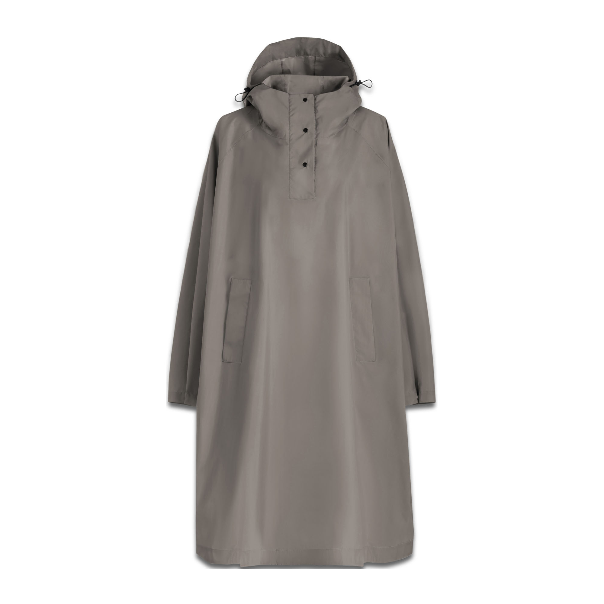 Langer grauer Reisenthel Regenponcho mit Kapuze und Druckknopfleiste