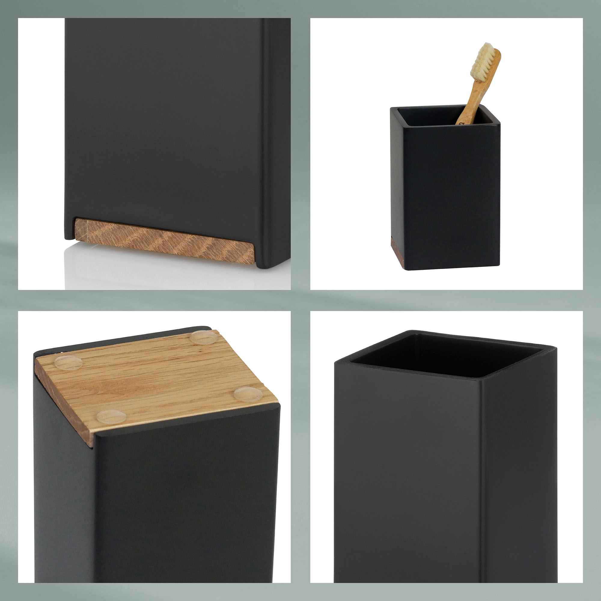 Becher Kela Cube Polyresin schwarz 7,0x7,0x11,0cm