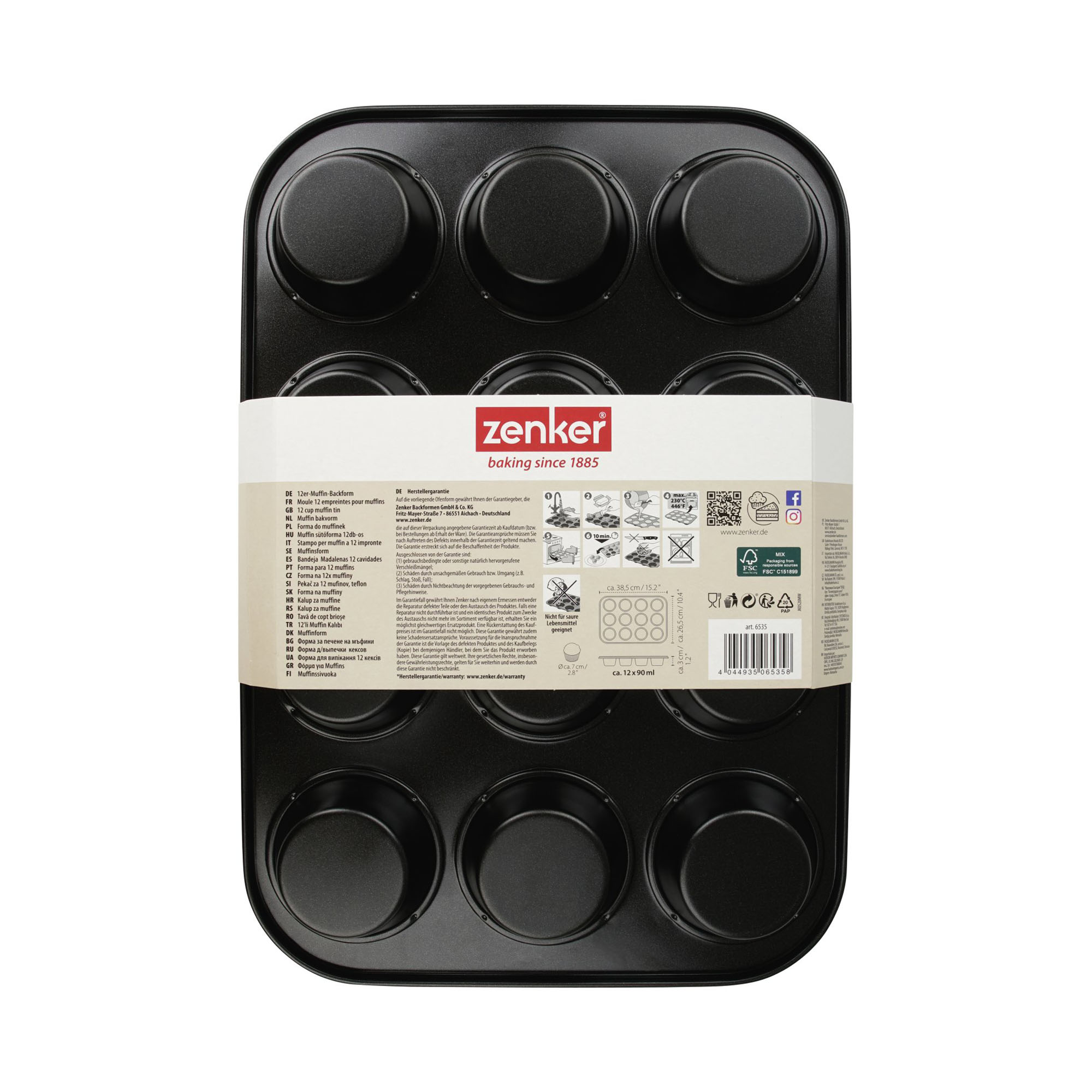 Rückseite der Muffinform mit Produktinformationen