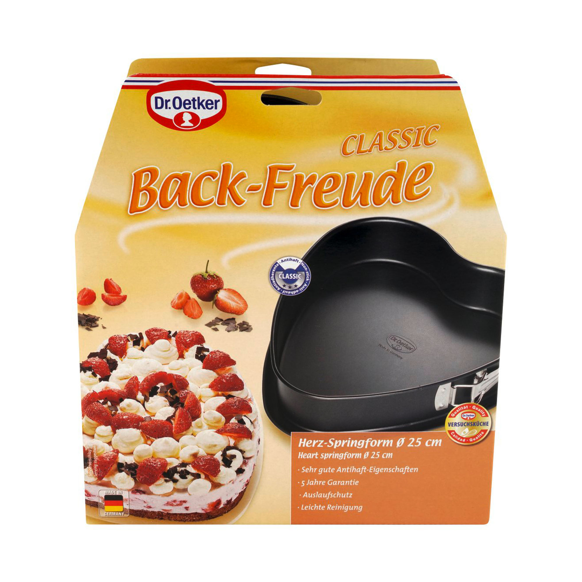 Verpackung der Herz Springform 25 cm mit Erdbeerkuchen Motiv