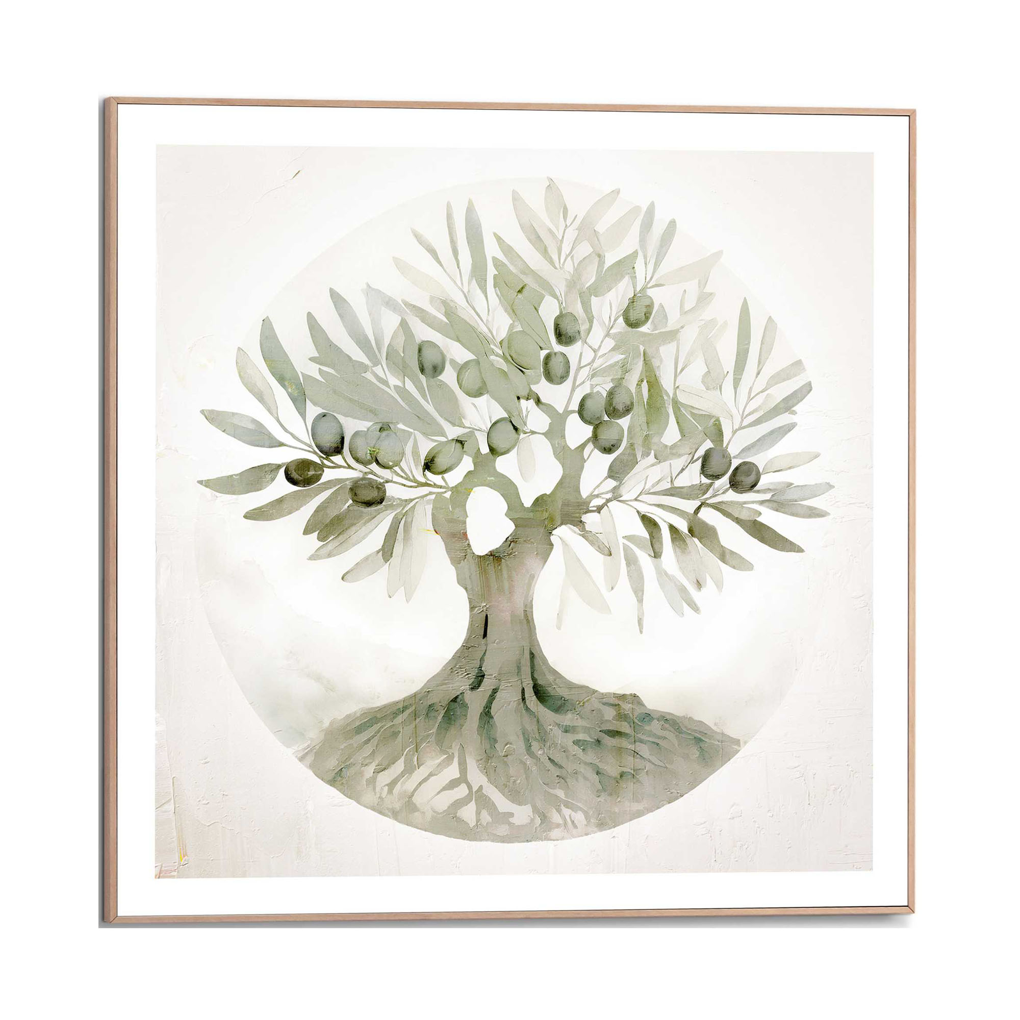 Frontansicht des Wandbilds „Tree of Life“ in Grün, Größe 50 × 50 cm; das vollständige Motiv ist zu sehen.