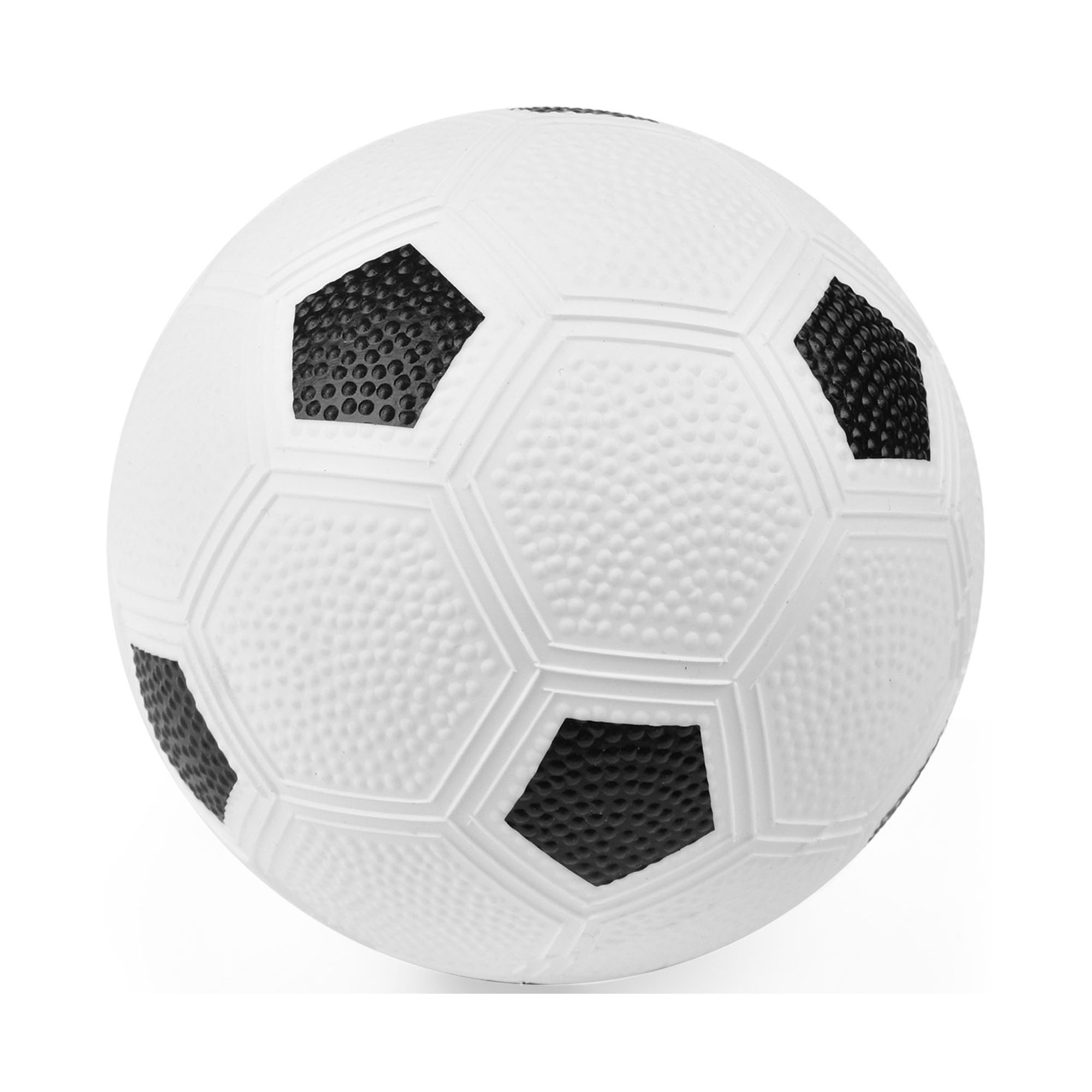 Drei Mini-Bälle für Basketball, Fußball und American Football, mit dem schwarz-weißen Mini-Fußball einzeln gezeigt.