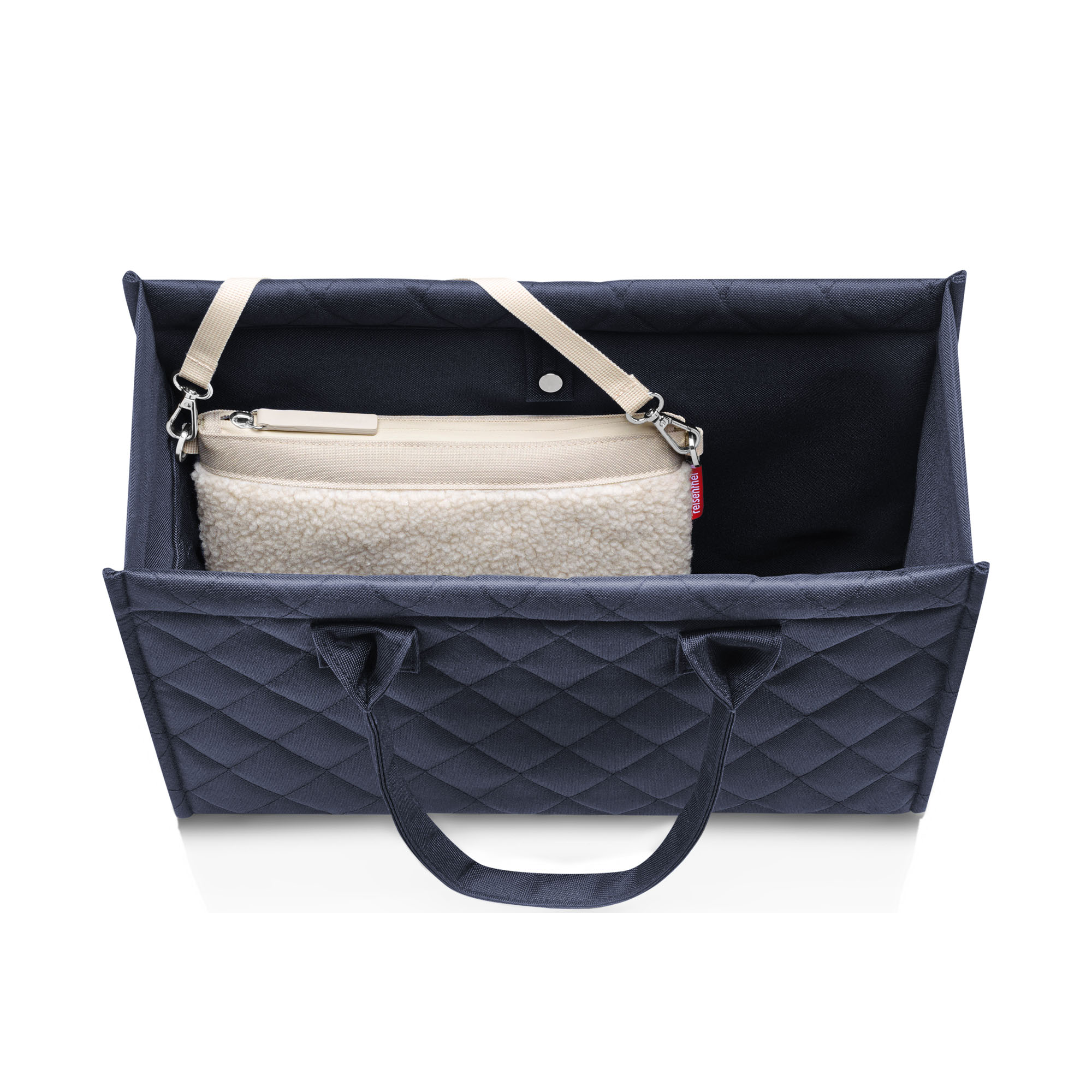 Innenansicht eines Reisenthel Shoppers mit eingehängter flauschiger Tasche