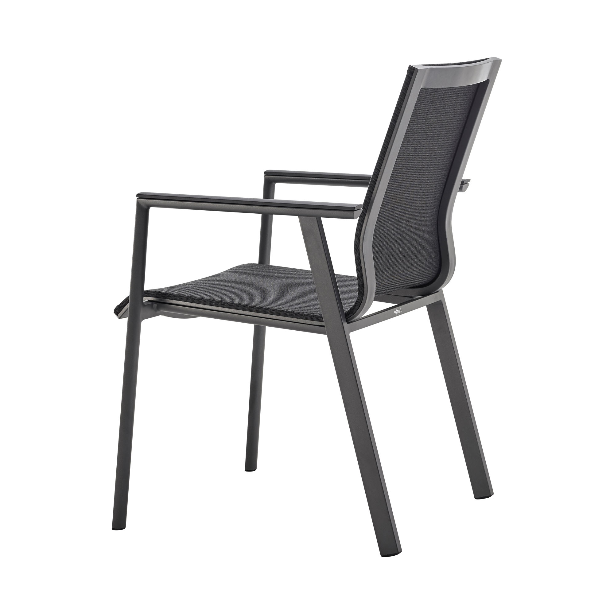 Stapelsessel Alu anthracite mit Alu Armlehnen Onlay black / softex coal
