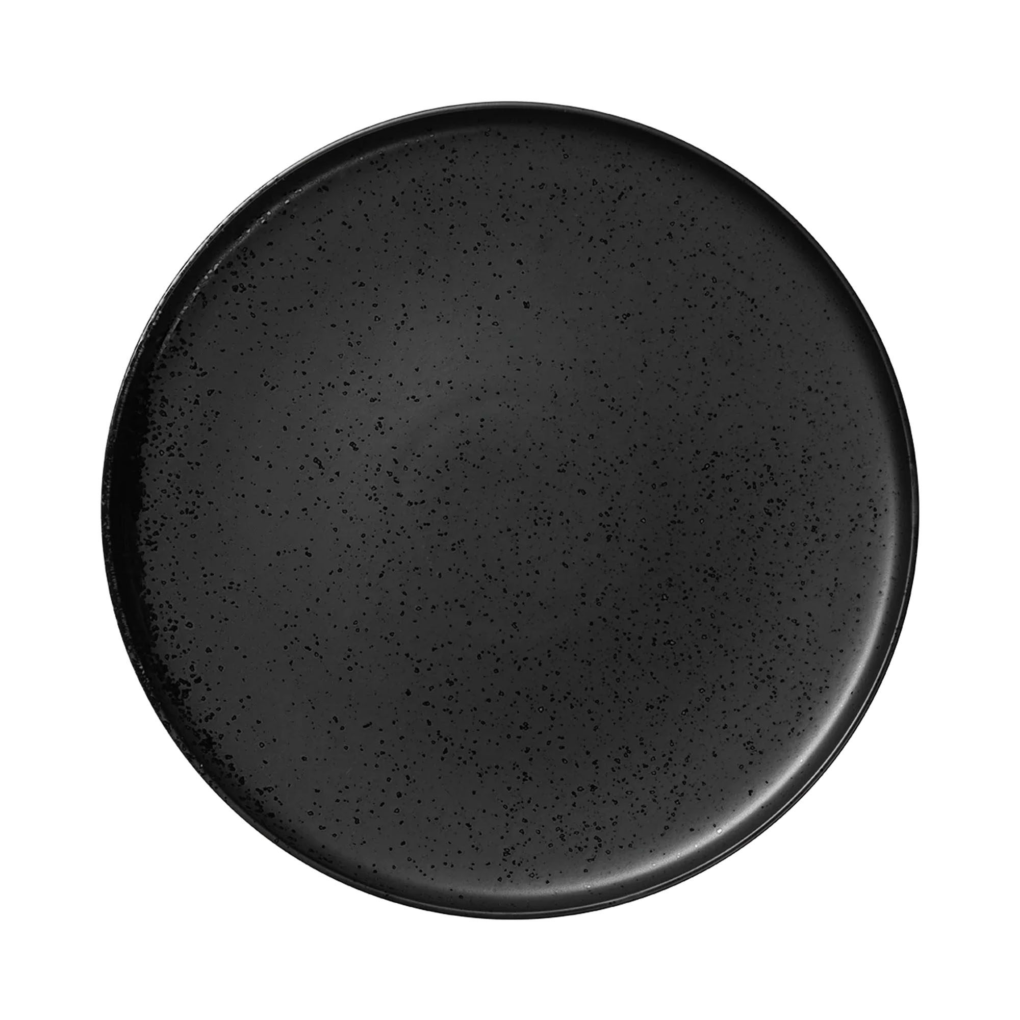 Draufsicht auf Dessertteller der Serie Coppa, Farbe Schwarz matt; Rand und Innenfläche sind erkennbar.