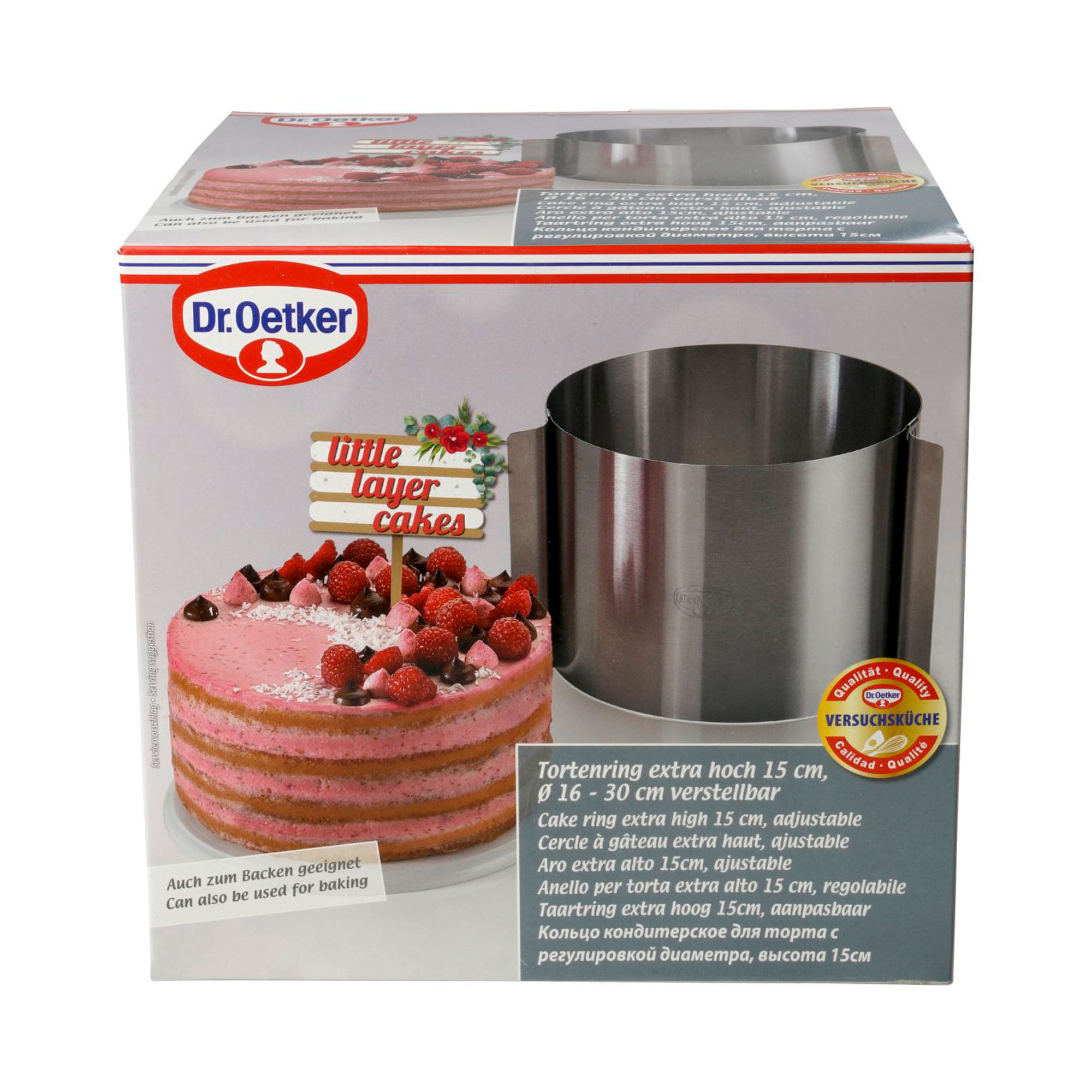 Verpackung des extra hohen Tortenrings mit Kuchenabbildung