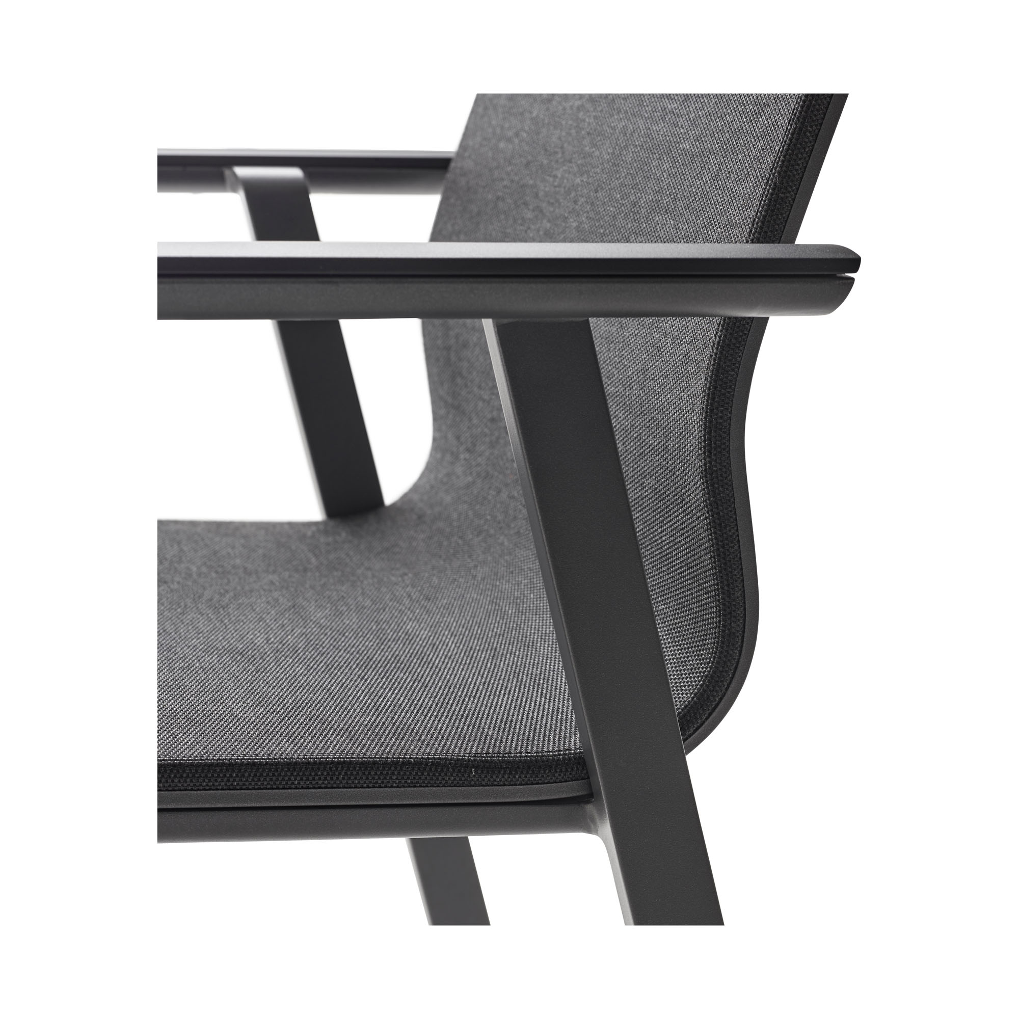 Stapelsessel Alu anthracite mit Alu Armlehnen Onlay black / softex coal
