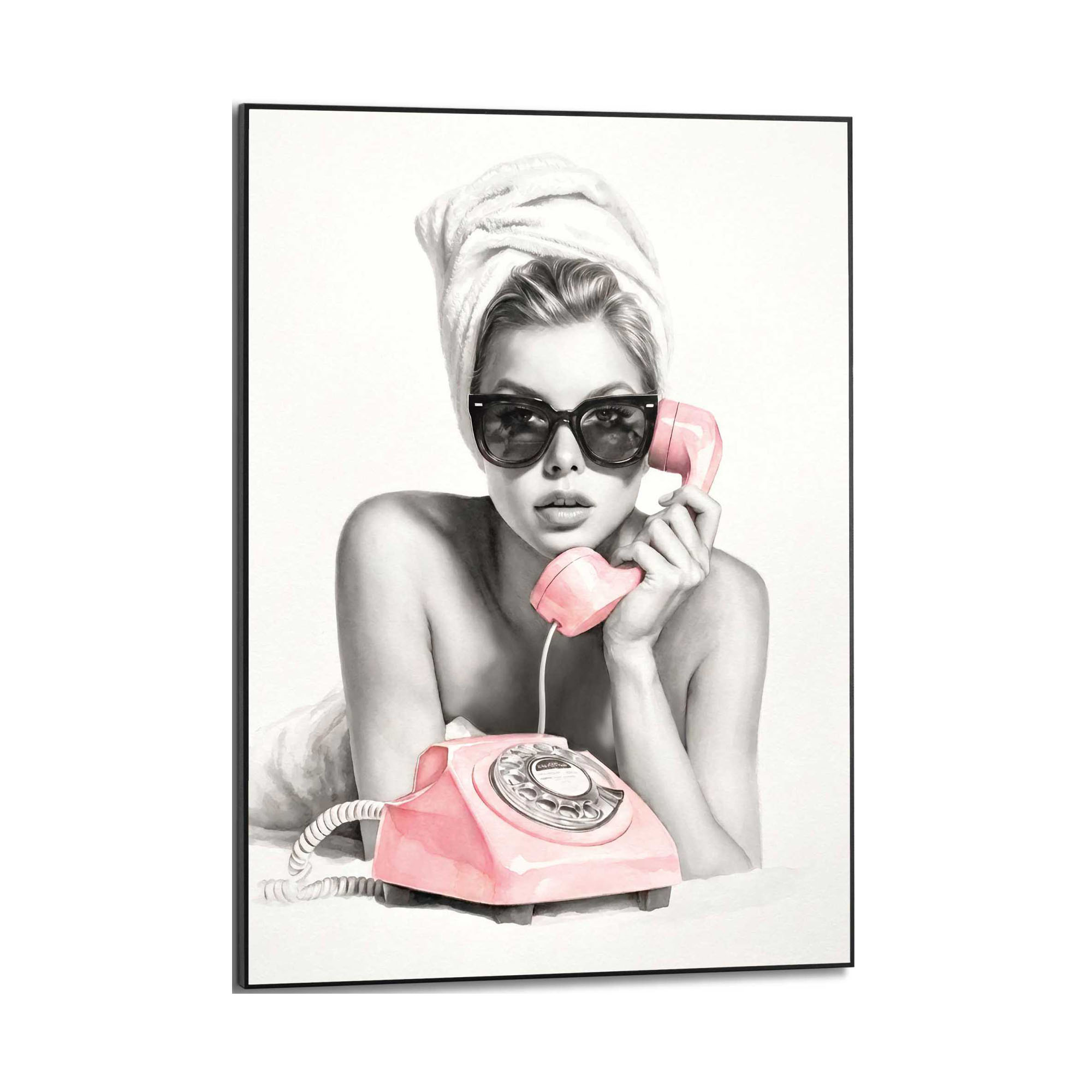 Frontansicht des Wandbilds „Fashion Calling“ in Rosa, Größe 50 × 70 cm; das vollständige Motiv ist zu sehen.
