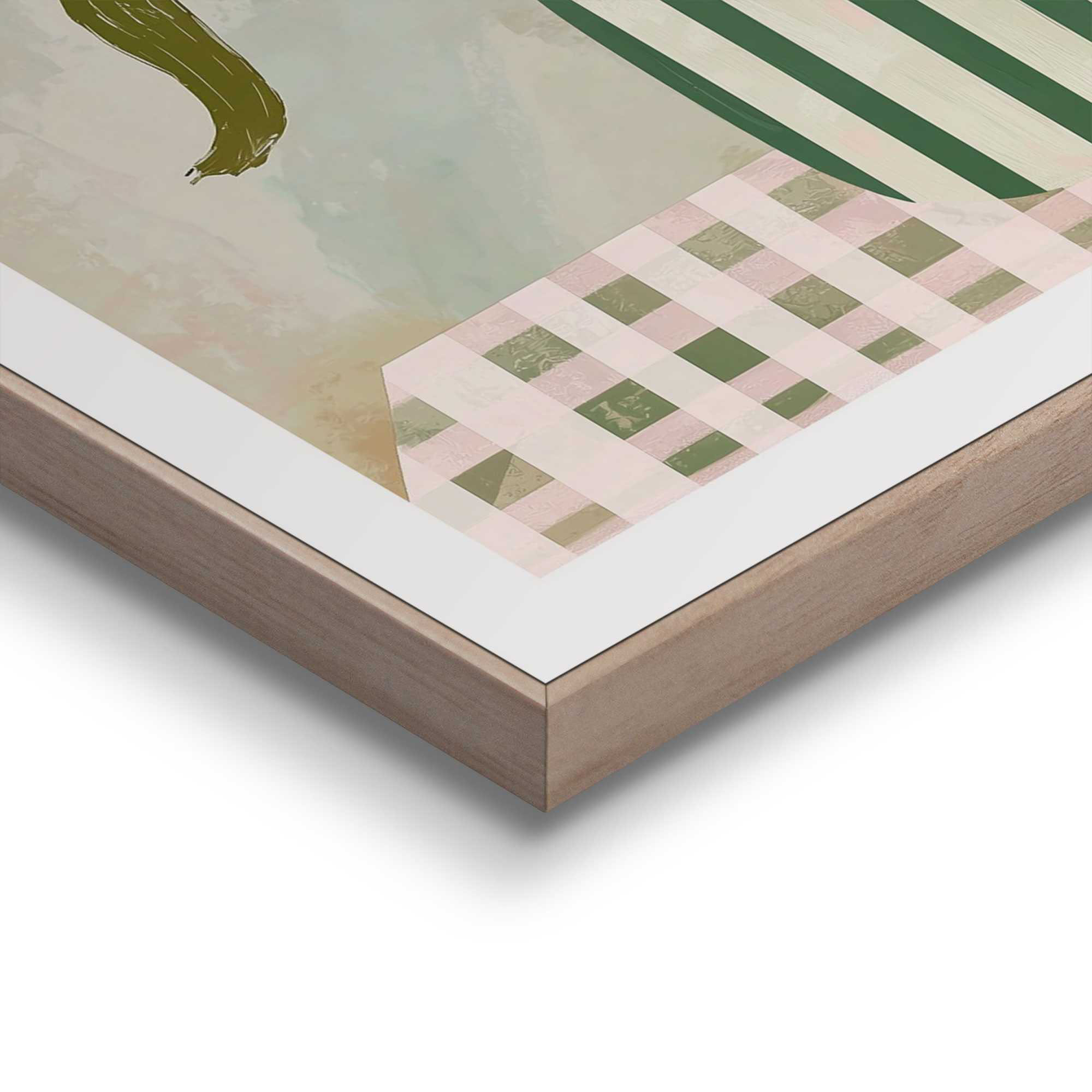 Detailaufnahme einer Ecke des Wandbilds „Table Flowers“, 40 × 50 cm; Oberfläche, Kante und Materialstärke sind sichtbar.