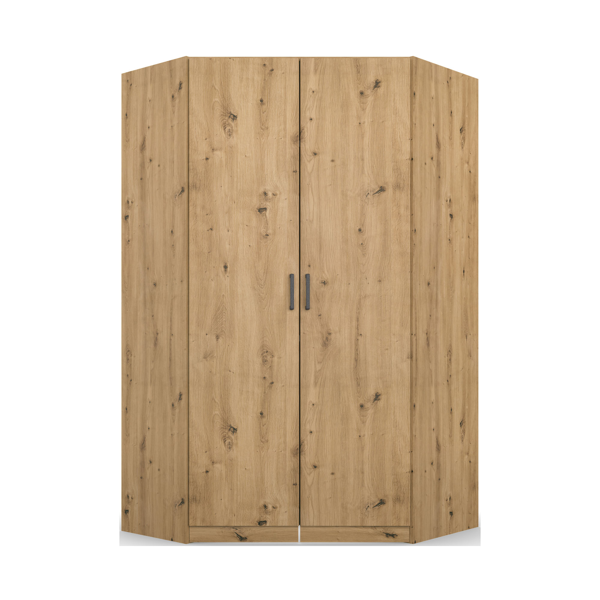 Eckschrank im Dekor Eiche Artisan, mit zwei Türen und schlichter Holzoptik