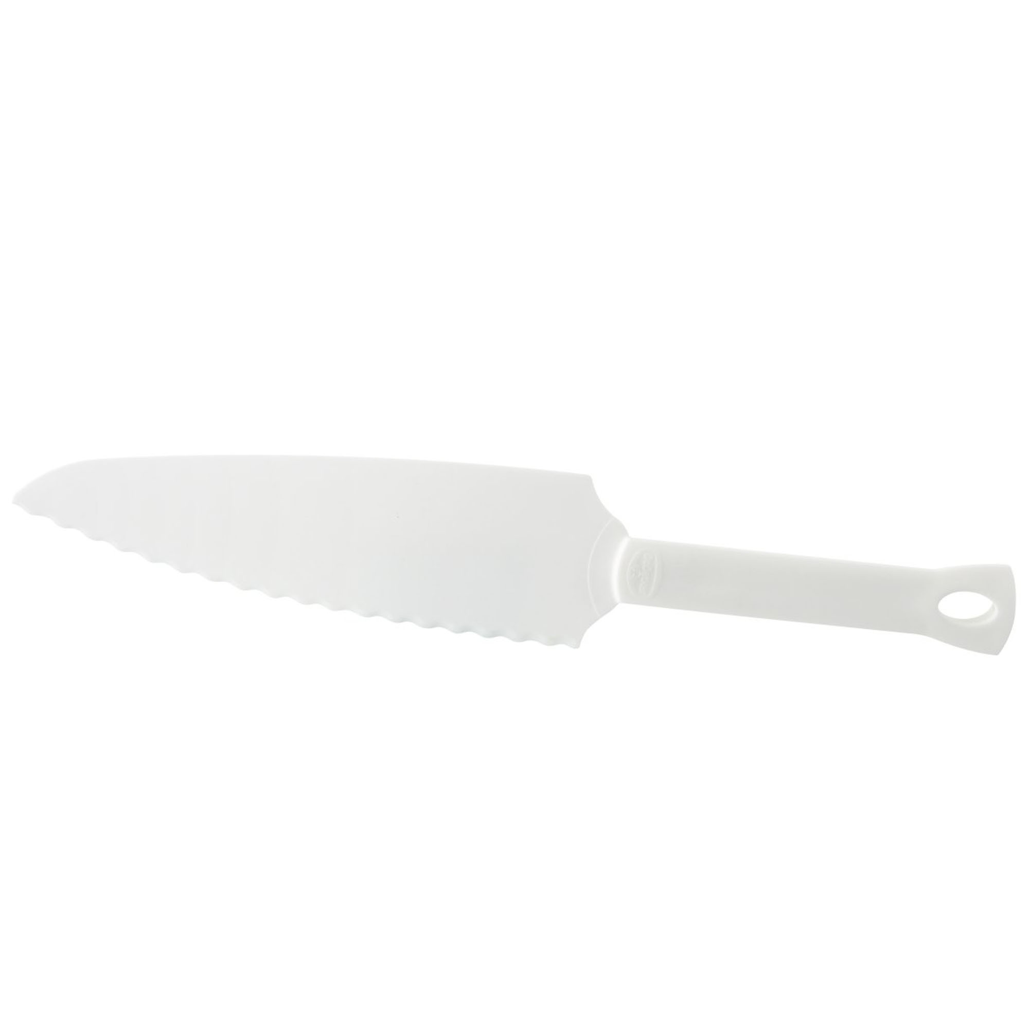 Großes Tortenmesser von Dr Oetker mit Wellenschliff und weißem Griff