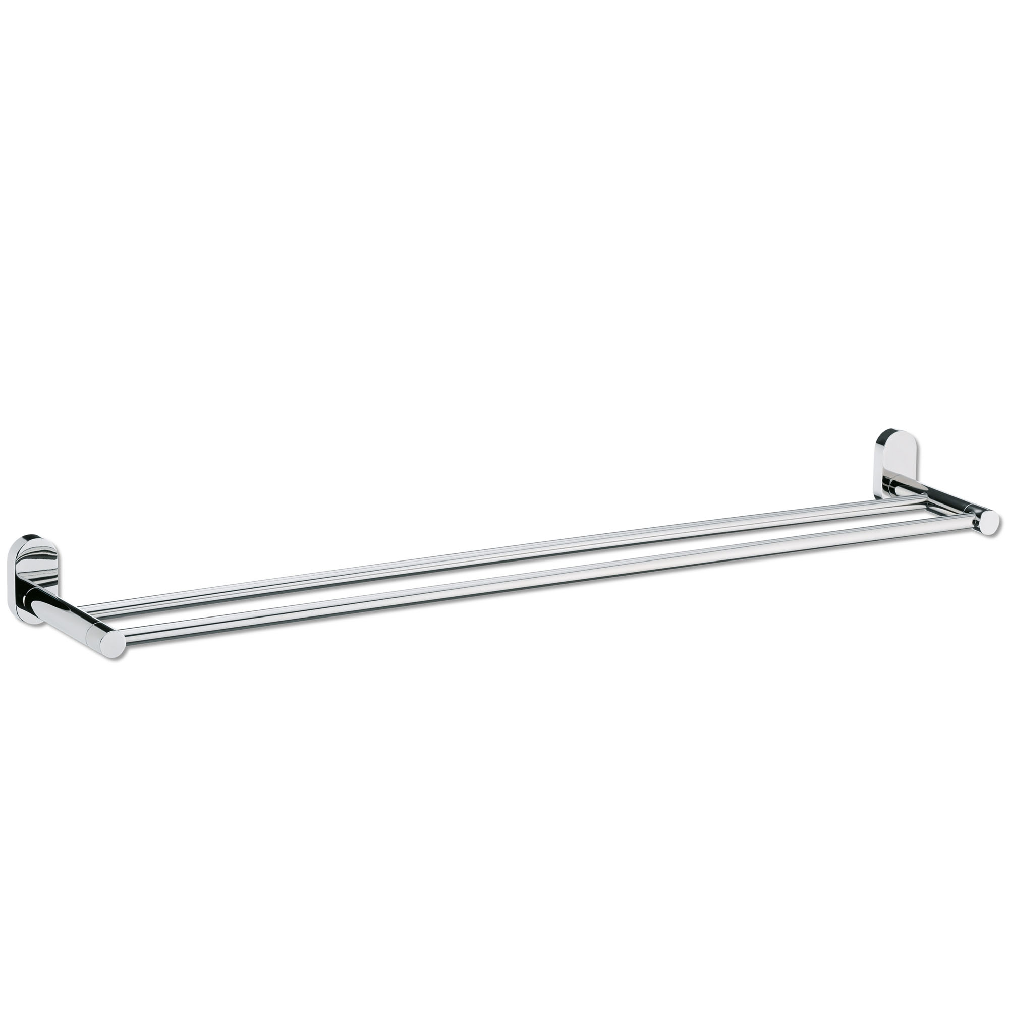 Wandmontierte Handtuchstange in Silber glänzend mit zwei parallelen Stangen und seitlichen Halterungen