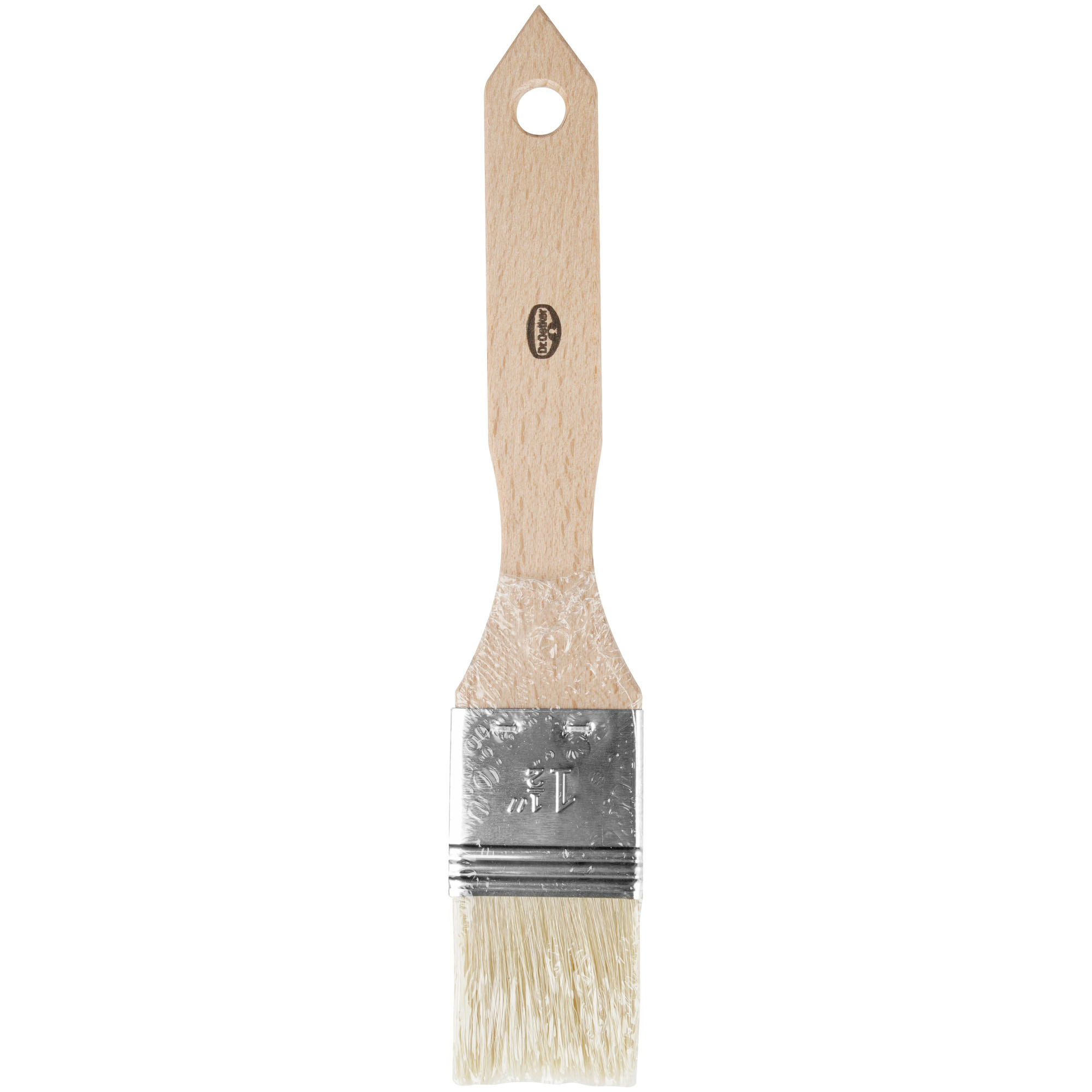 Detailaufnahme eines Dr Oetker Backpinsels mit Naturborsten und Metallzwinge