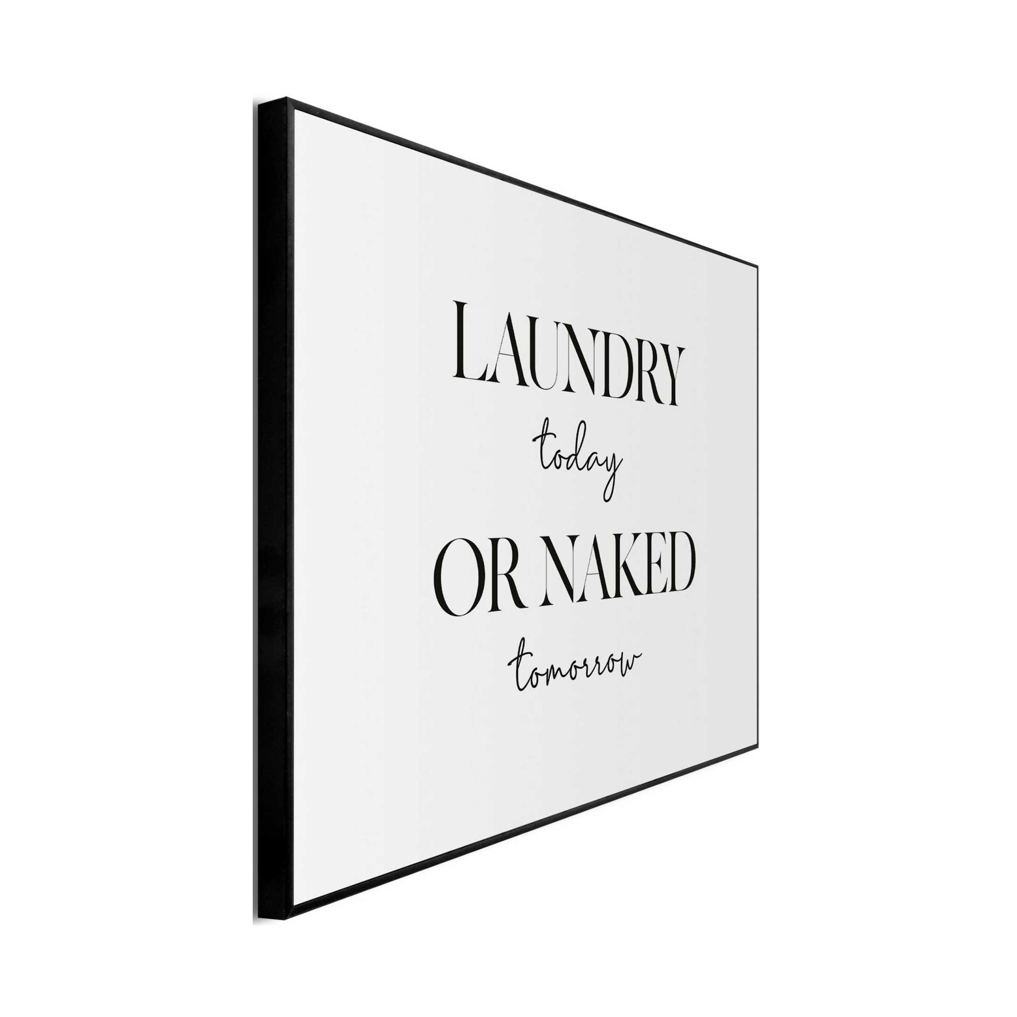 Seitliche Schrägansicht des Wandbilds „Naked Laundry“, 30 × 40 cm; Profil, Kante und Tiefe des Bildes sind erkennbar.