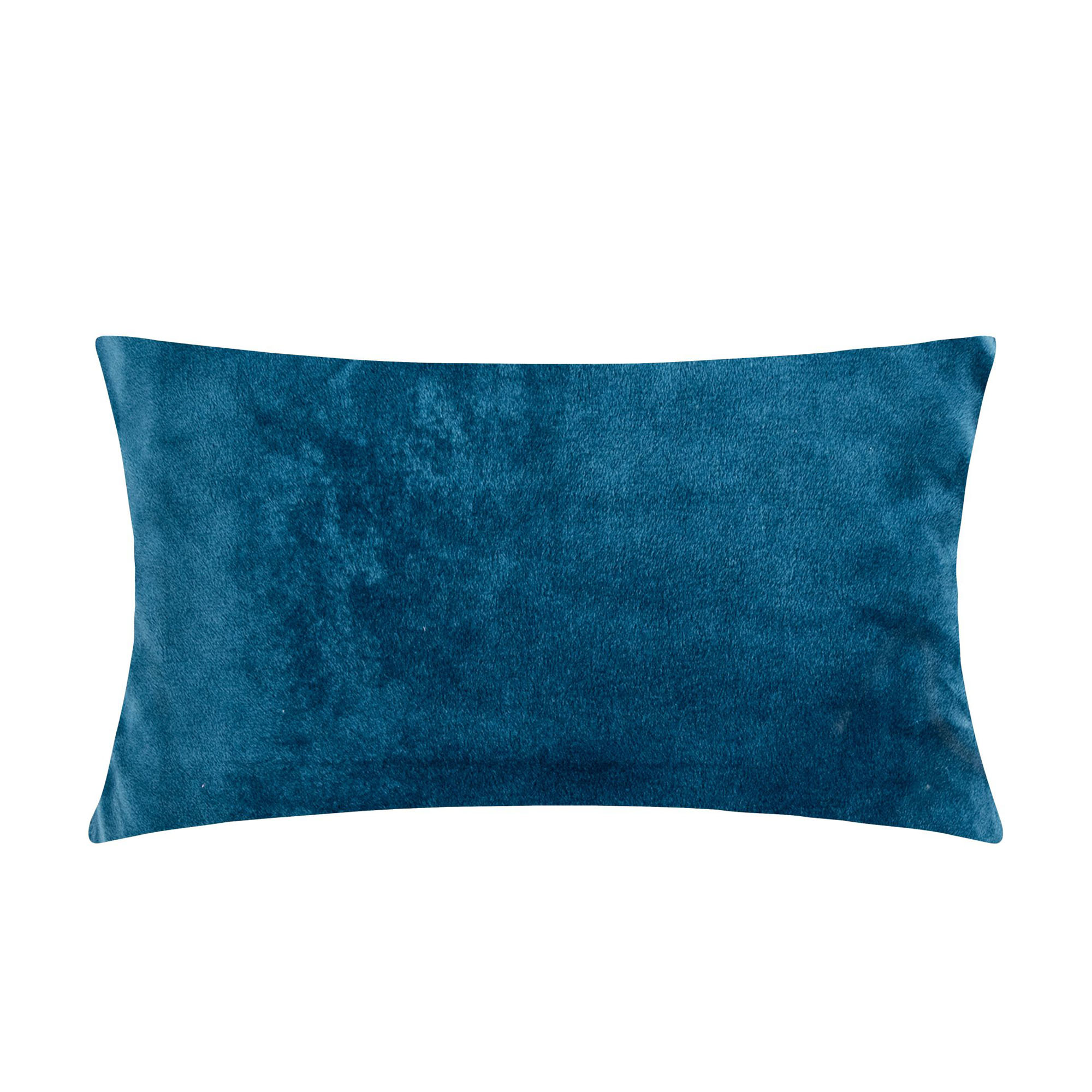 Kissenhülle Smooth in Denimblau, 25 × 50 cm, frontal freigestellt mit einfarbiger samtig wirkender Oberfläche.