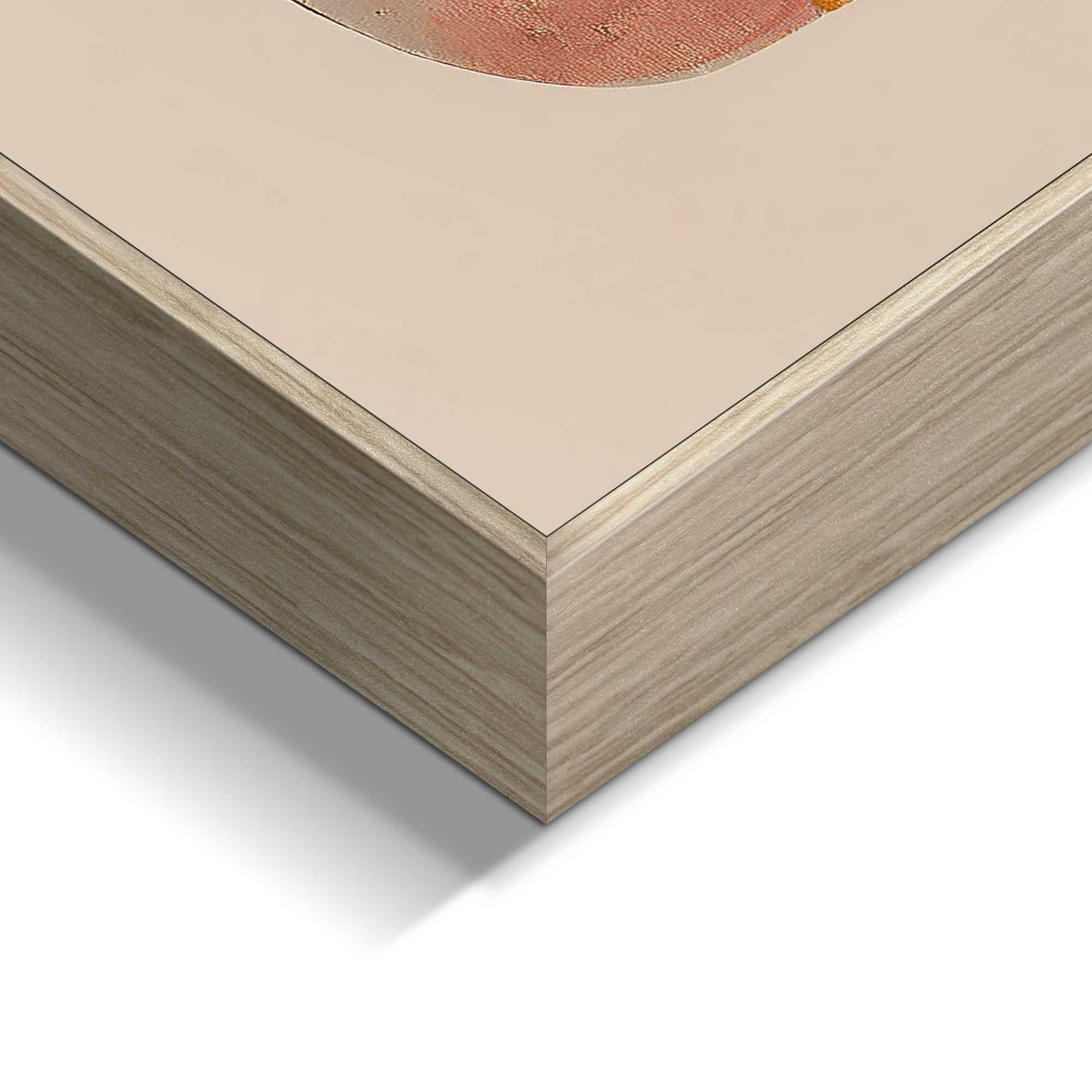 Detailaufnahme einer Ecke des Wandbilds „Pattern Shape“, 50 × 40 cm; Oberfläche, Kante und Materialstärke sind sichtbar.