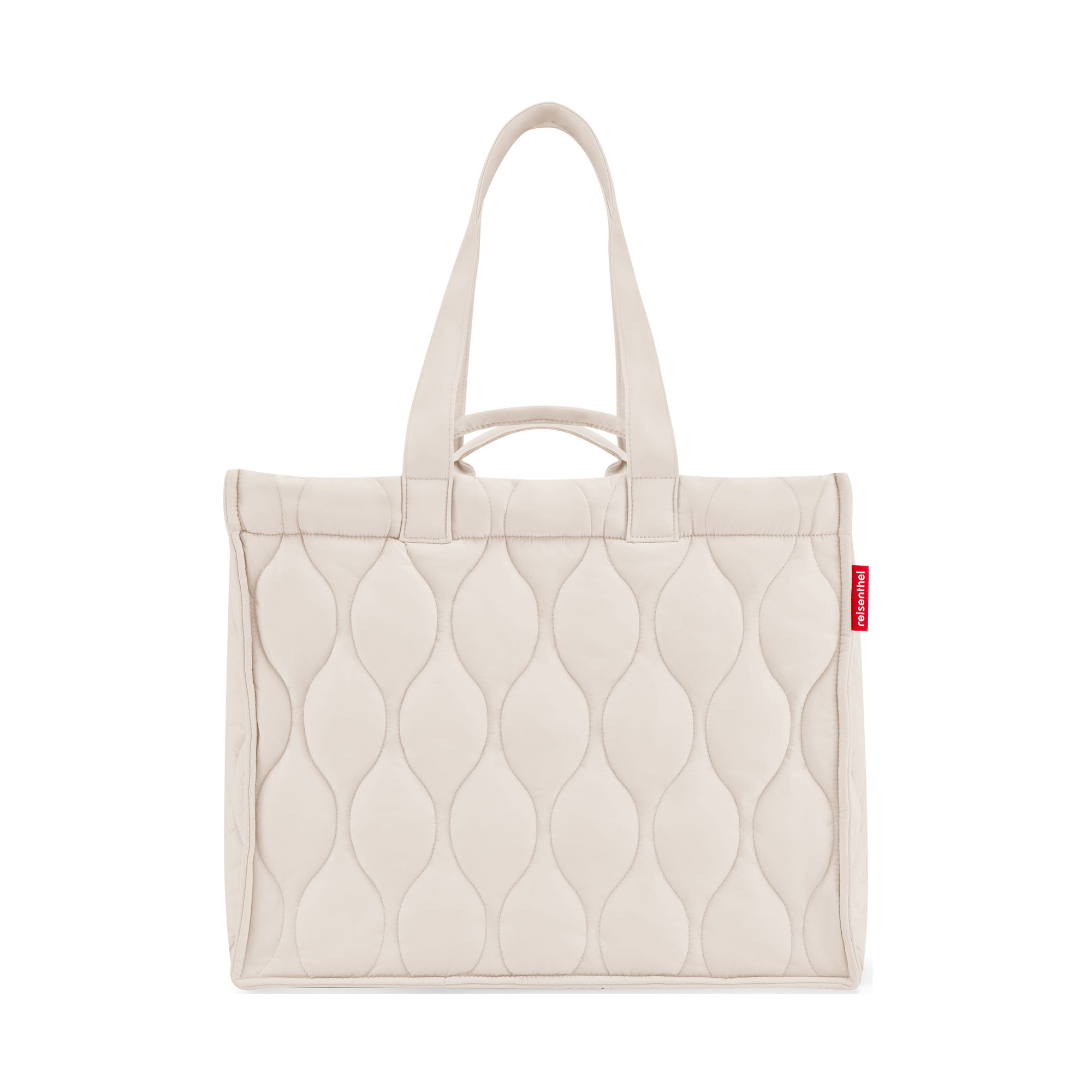 Shopper von Reisenthel, Modell Softshopper, in hellem Steinbeige mit Steppstruktur, von hinten mit langen und kurzen Tragegriffen