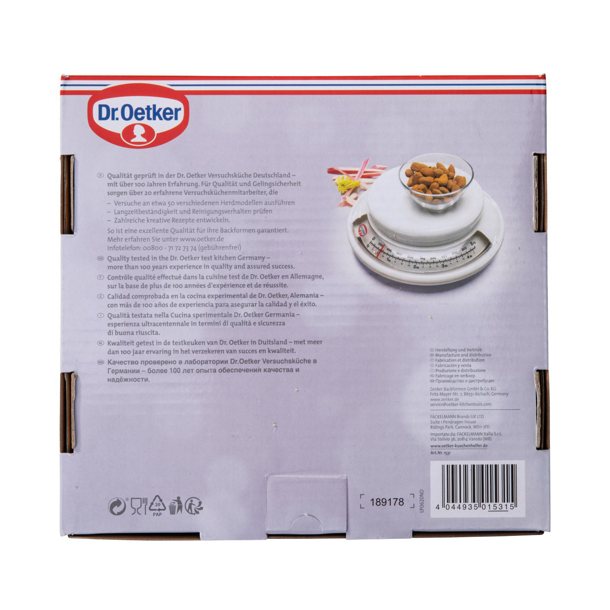 Rückseite der Verpackung mit Produktinformationen und Barcode