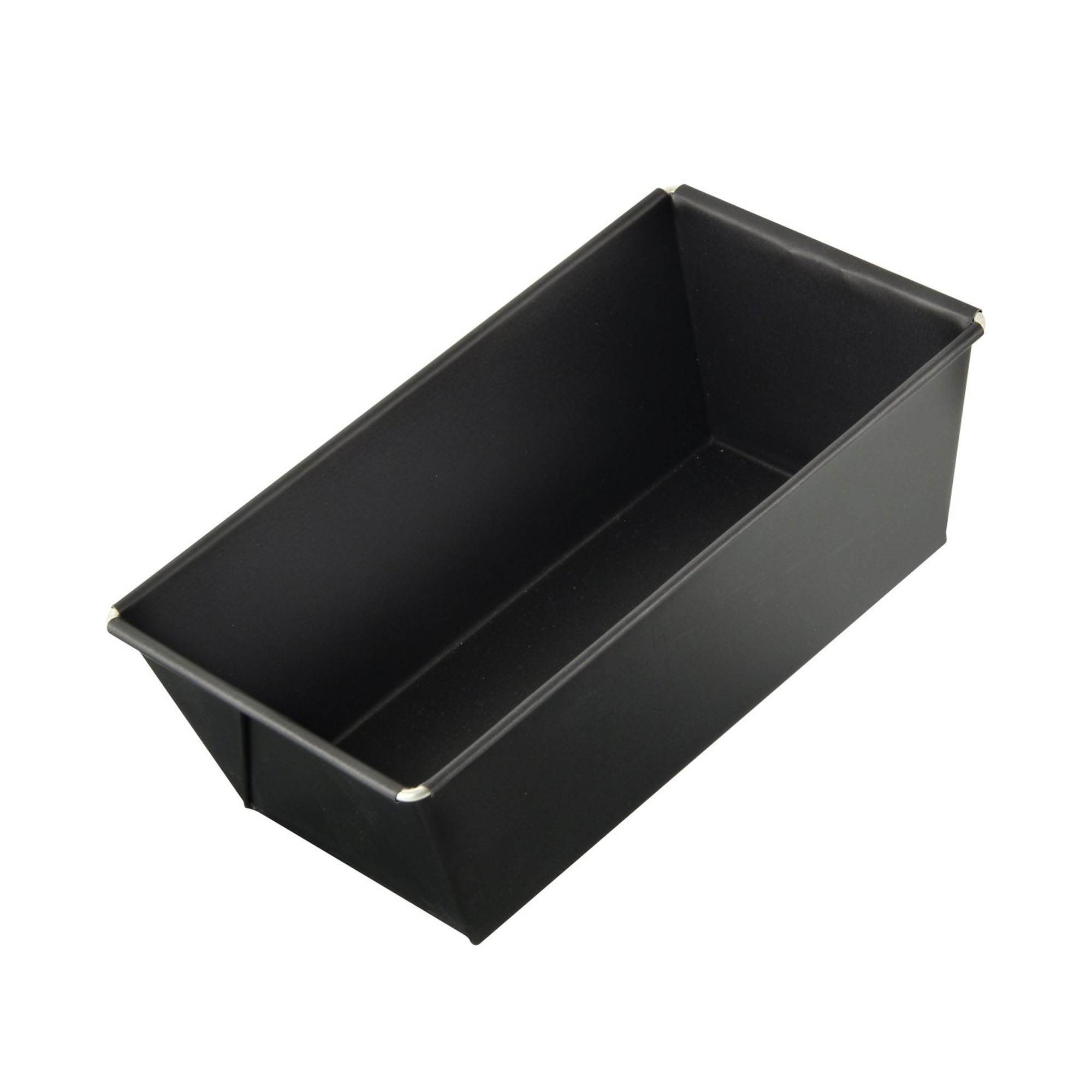 Detailansicht einer rechteckigen Mini Kastenform 20 cm mit glatter Antihaft Oberfläche in Schwarz
