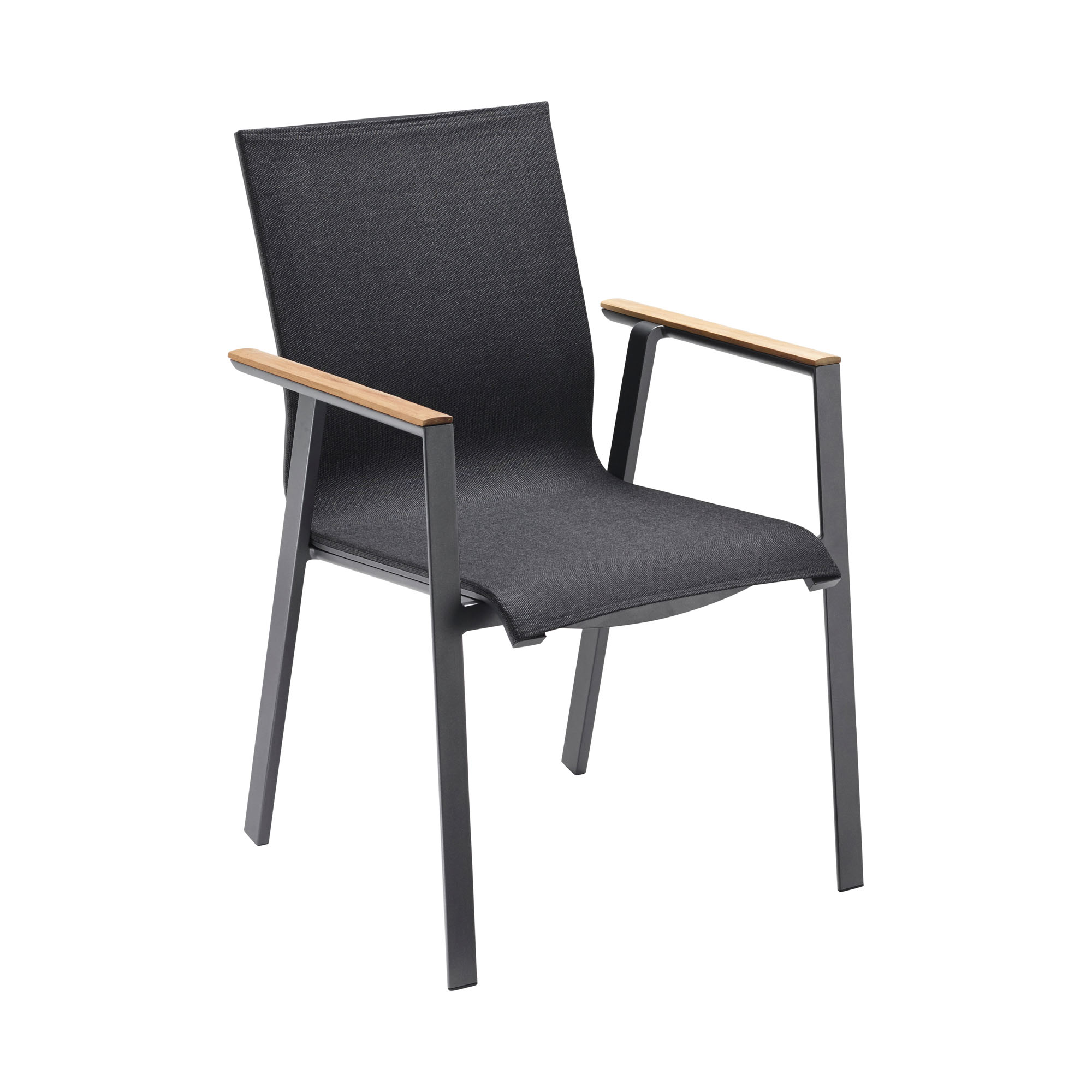 Stapelsessel Alu anthracite mit Teak Armlehnen Onlay / softex coal