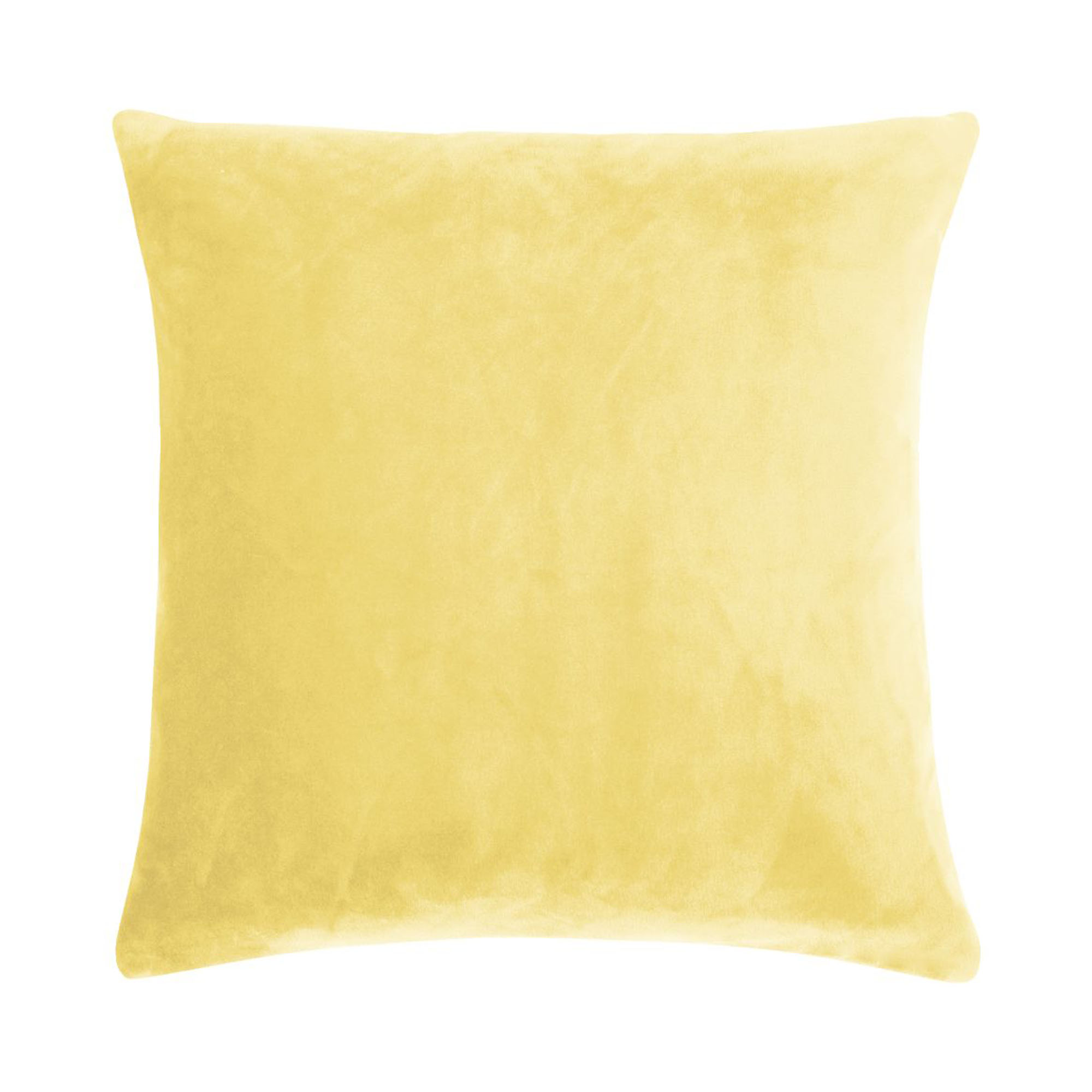 Kissenhülle Smooth in Gelb, 50 × 50 cm, frontal freigestellt mit einfarbiger samtig wirkender Oberfläche.