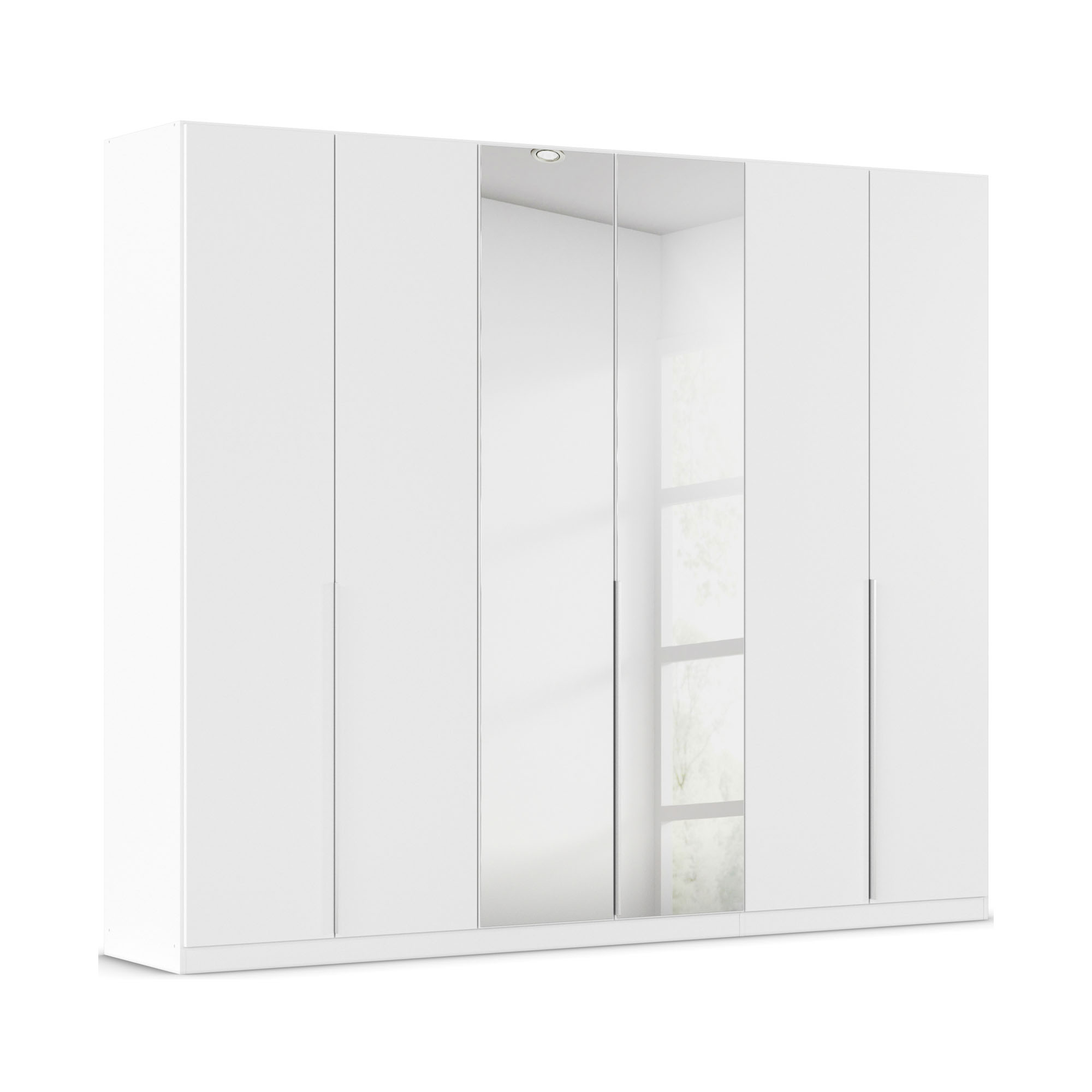 Drehtürenschrank 6-türig 2 Spiegeltüren alpinweiß