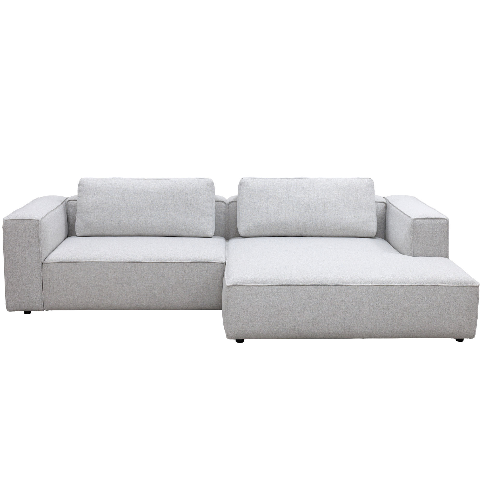 Modulares Ecksofa in beige mit Rückenkissen