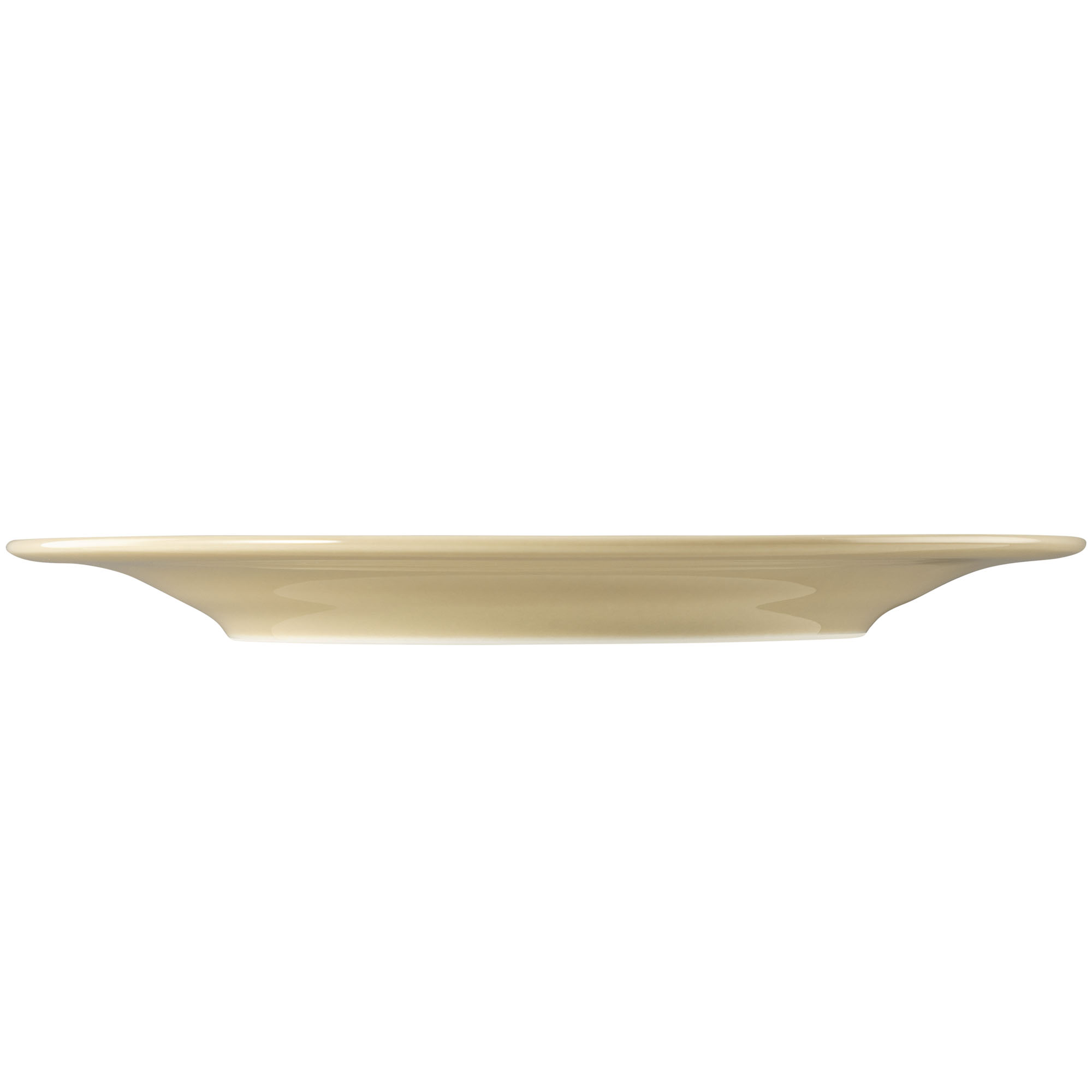 Tafelservice in Sandbeige. Darstellung: zusammengestellte Ansicht. Merkmale: Tassen und Teller mit feinen konzentrischen Rillen.