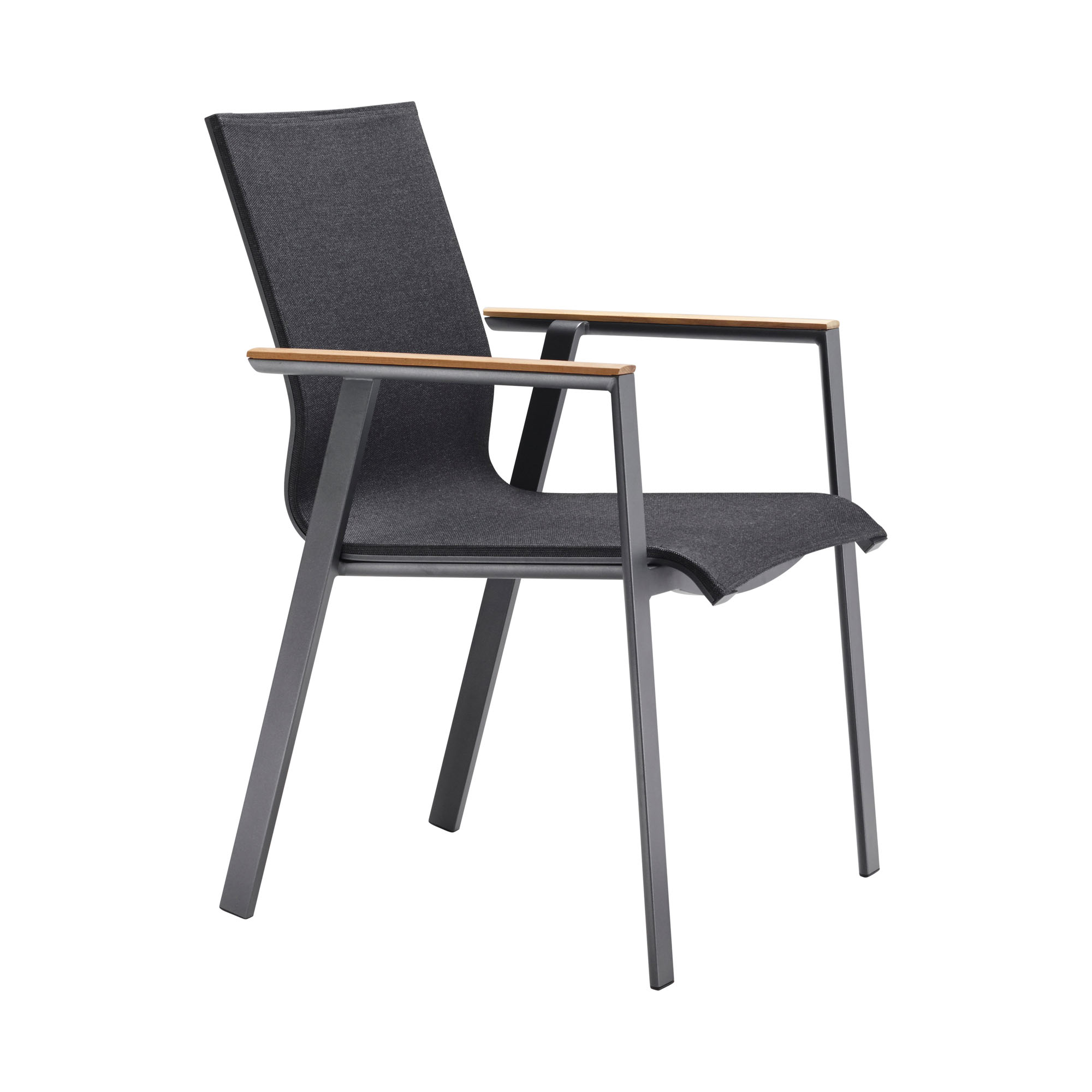 Stapelsessel Alu anthracite mit Teak Armlehnen Onlay / softex coal