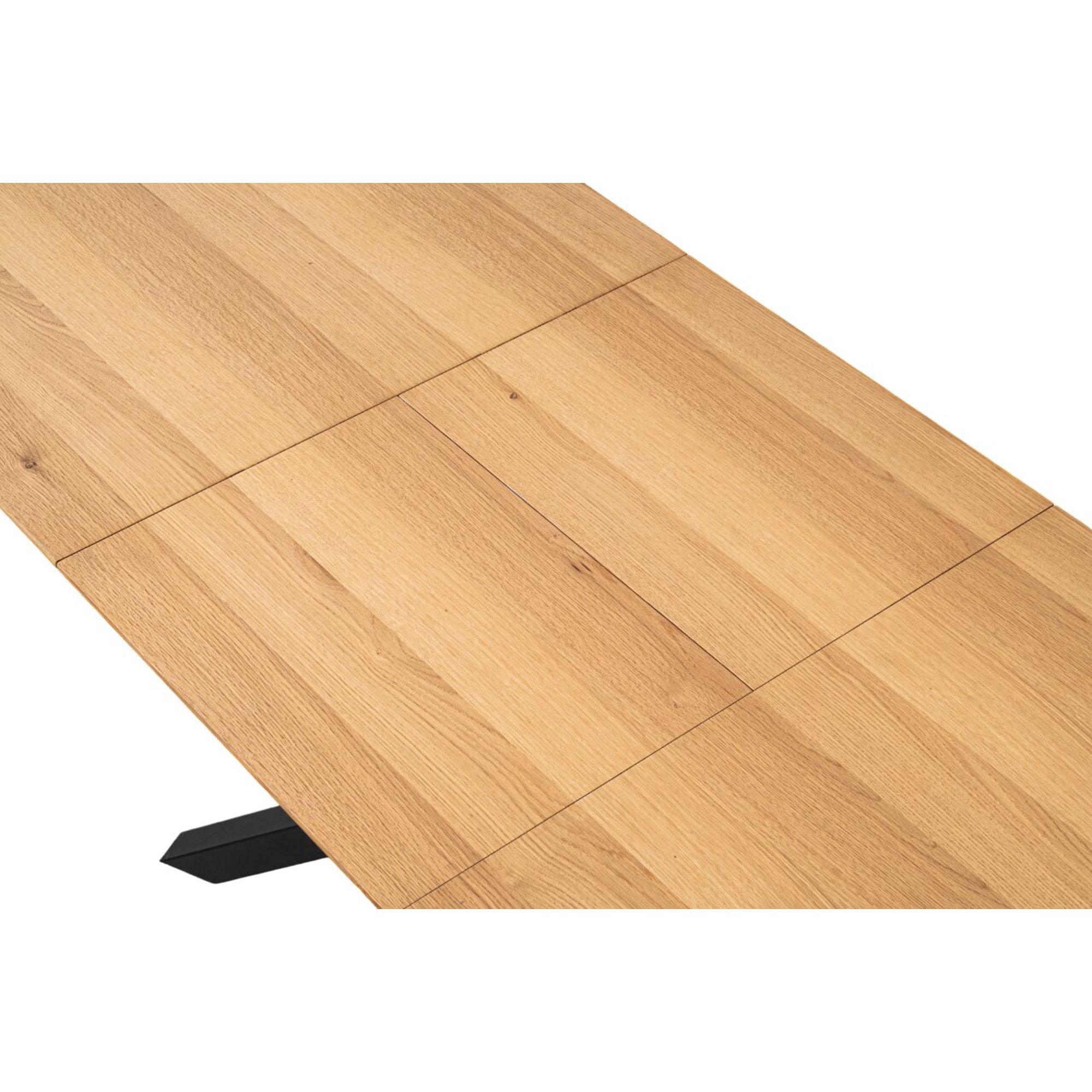 Nahaufnahme einer Holzplatte mit sichtbarer Auszugsfuge und Erweiterung