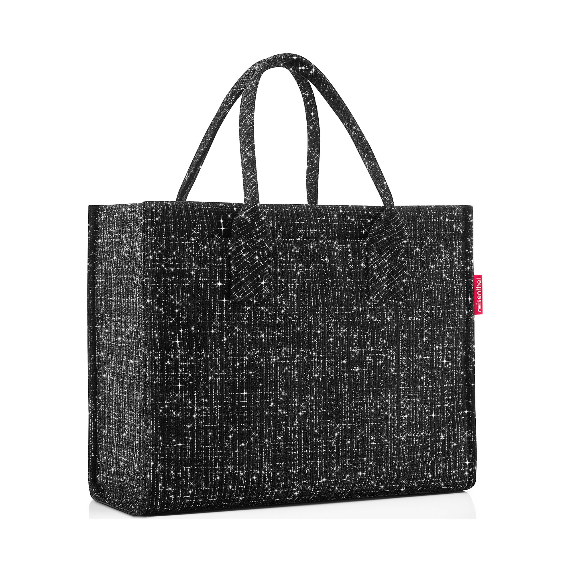 Shopper von Reisenthel, Modell Daily Shopper, in Schwarz mit Bouclé-Struktur, frontal mit zwei kurzen Tragegriffen