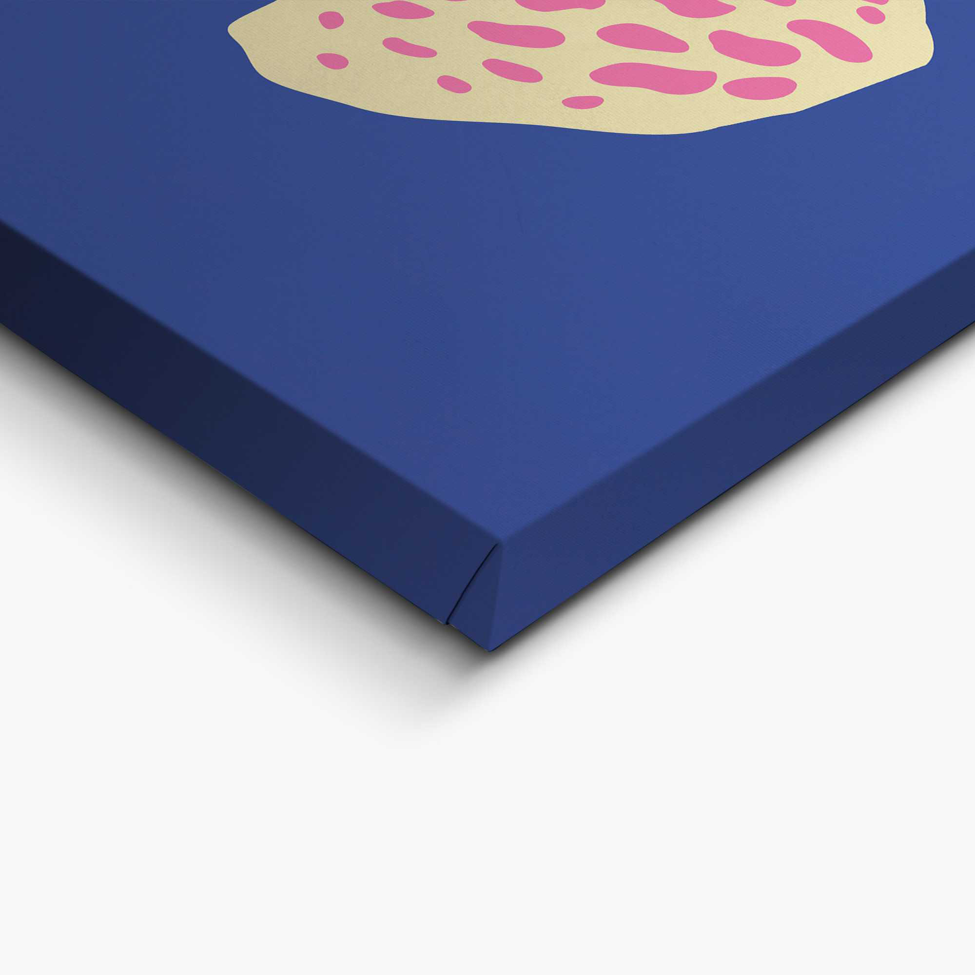 Detailaufnahme einer Ecke des Wandbilds „Blue Pink Cat“, 20 × 30 cm; Oberfläche, Kante und Materialstärke sind sichtbar.