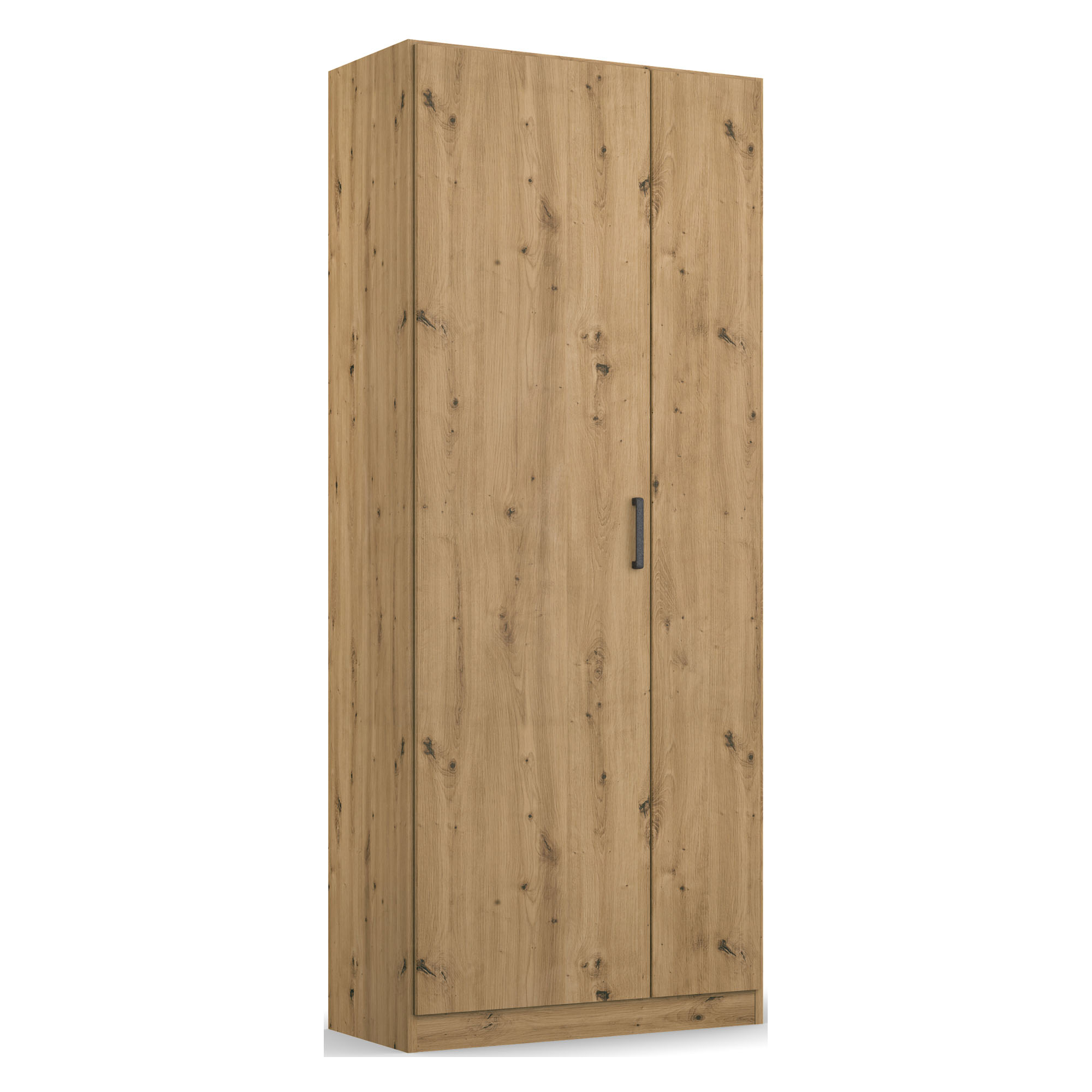 Drehtürenschrank im Dekor Eiche Artisan, schräge Ansicht, zwei Drehtüren sichtbar