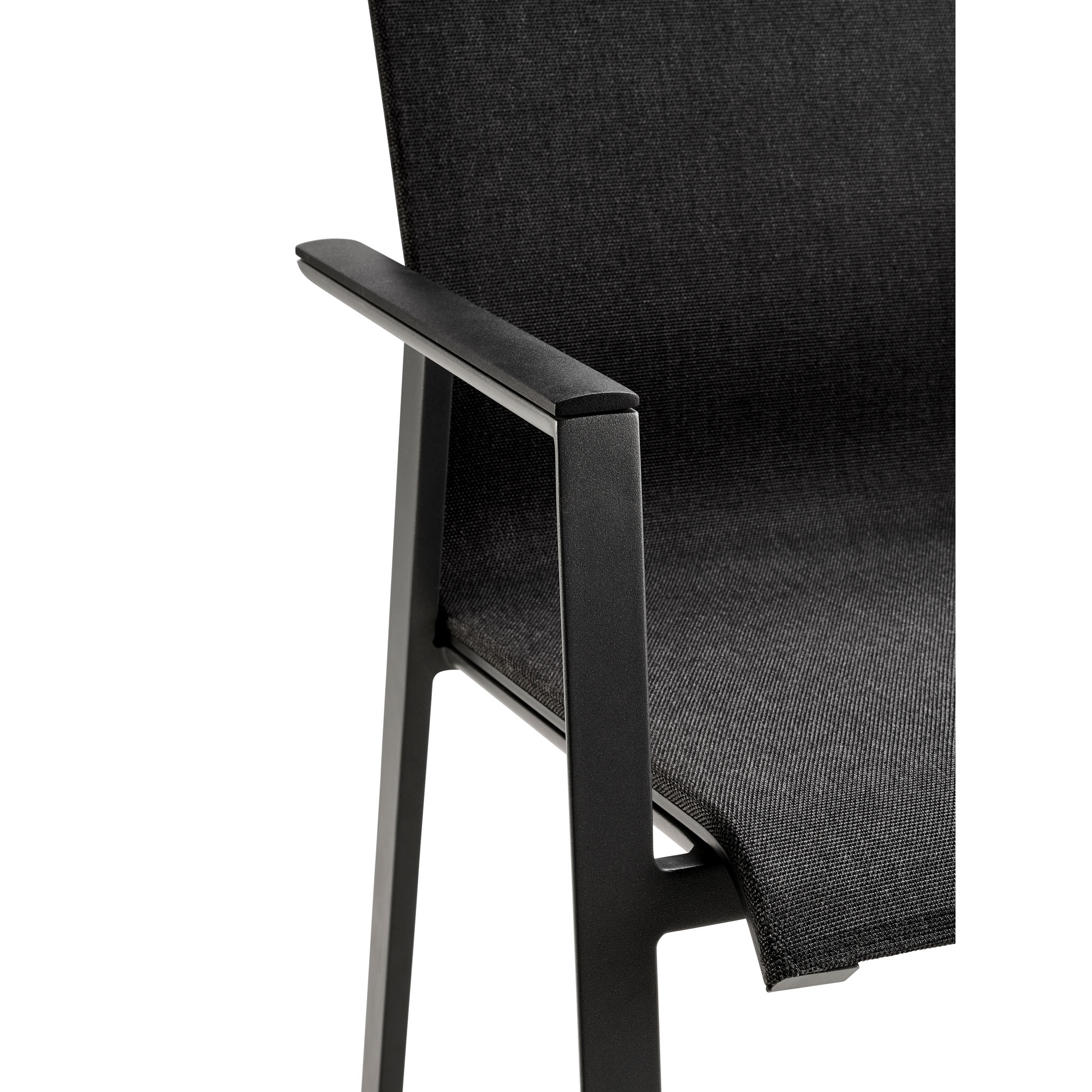 Stapelsessel Alu anthracite mit Alu Armlehnen Onlay black / softex coal