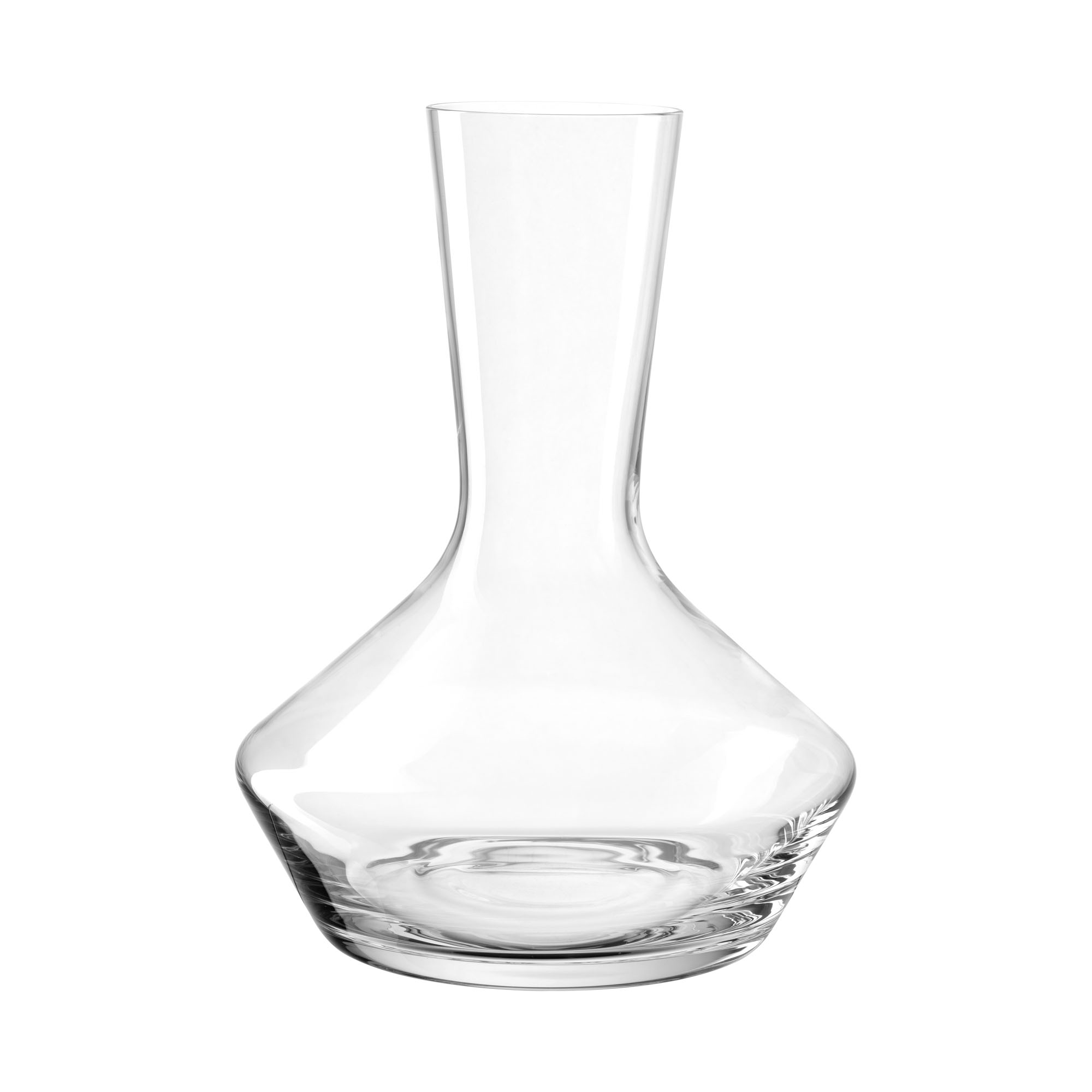 Dekanter aus klarem Glas mit breitem Boden und schmalem Hals