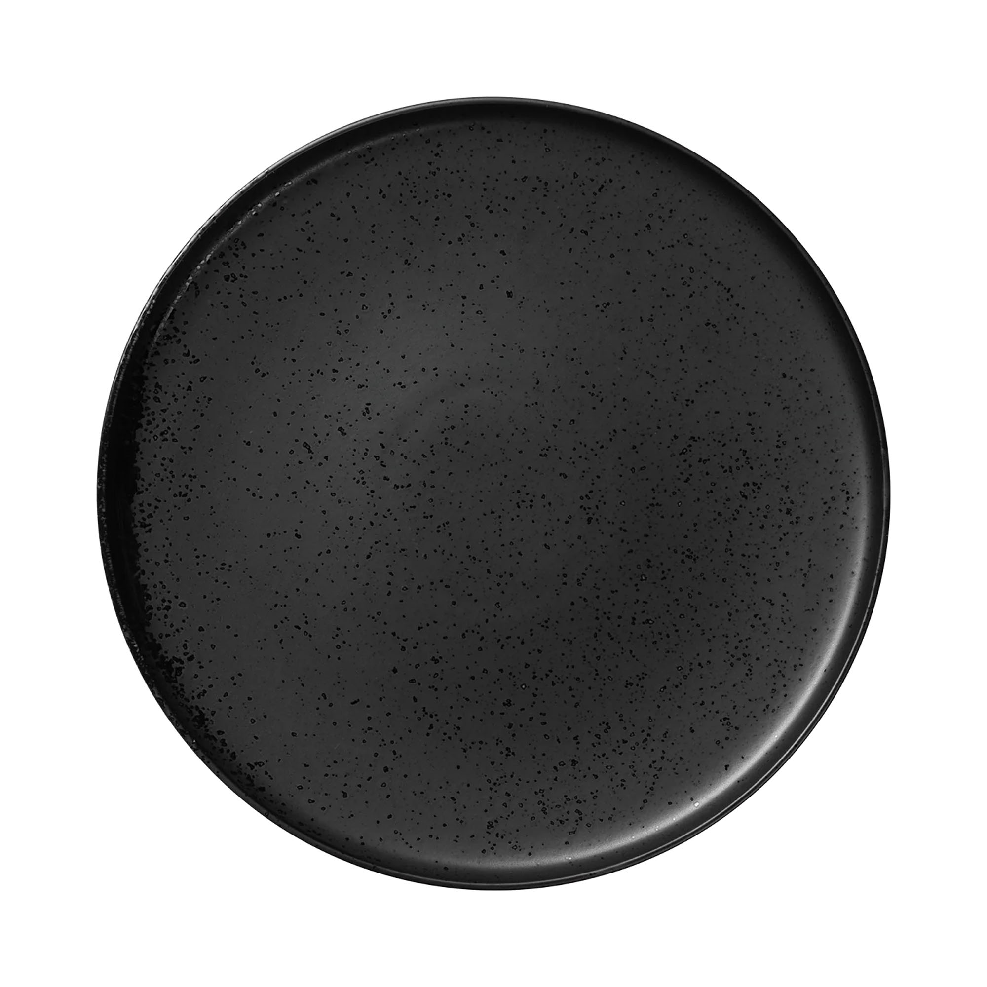 Draufsicht auf Essteller der Serie Coppa, Farbe Schwarz matt; Rand und Innenfläche sind erkennbar.